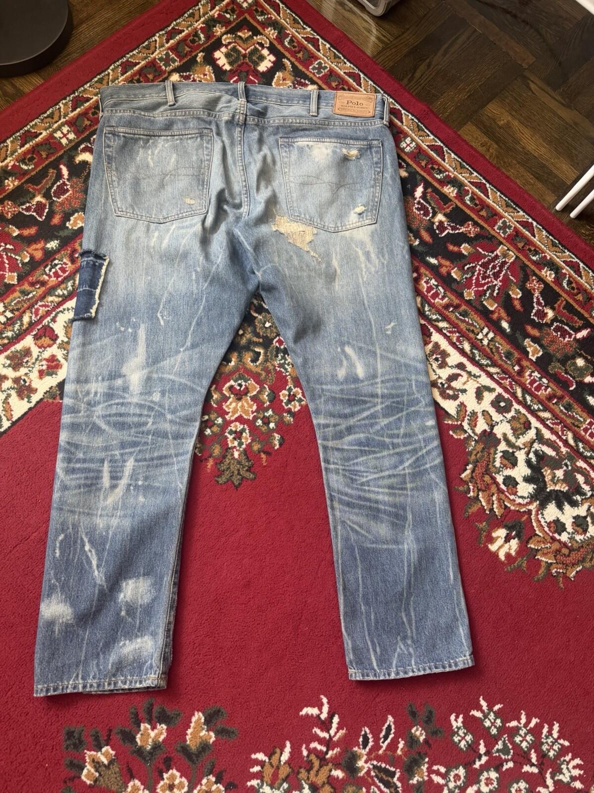 Polo Ralph Lauren Fish Patchwork Jeans Repaired Distressed Denim Size 38/30