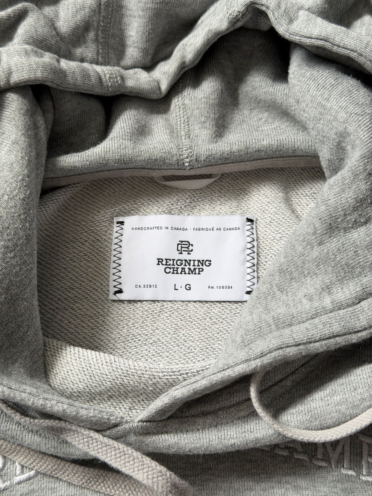 Reigning Champ Logo Basic Light Gray Hoodie Size L Pima Cotton