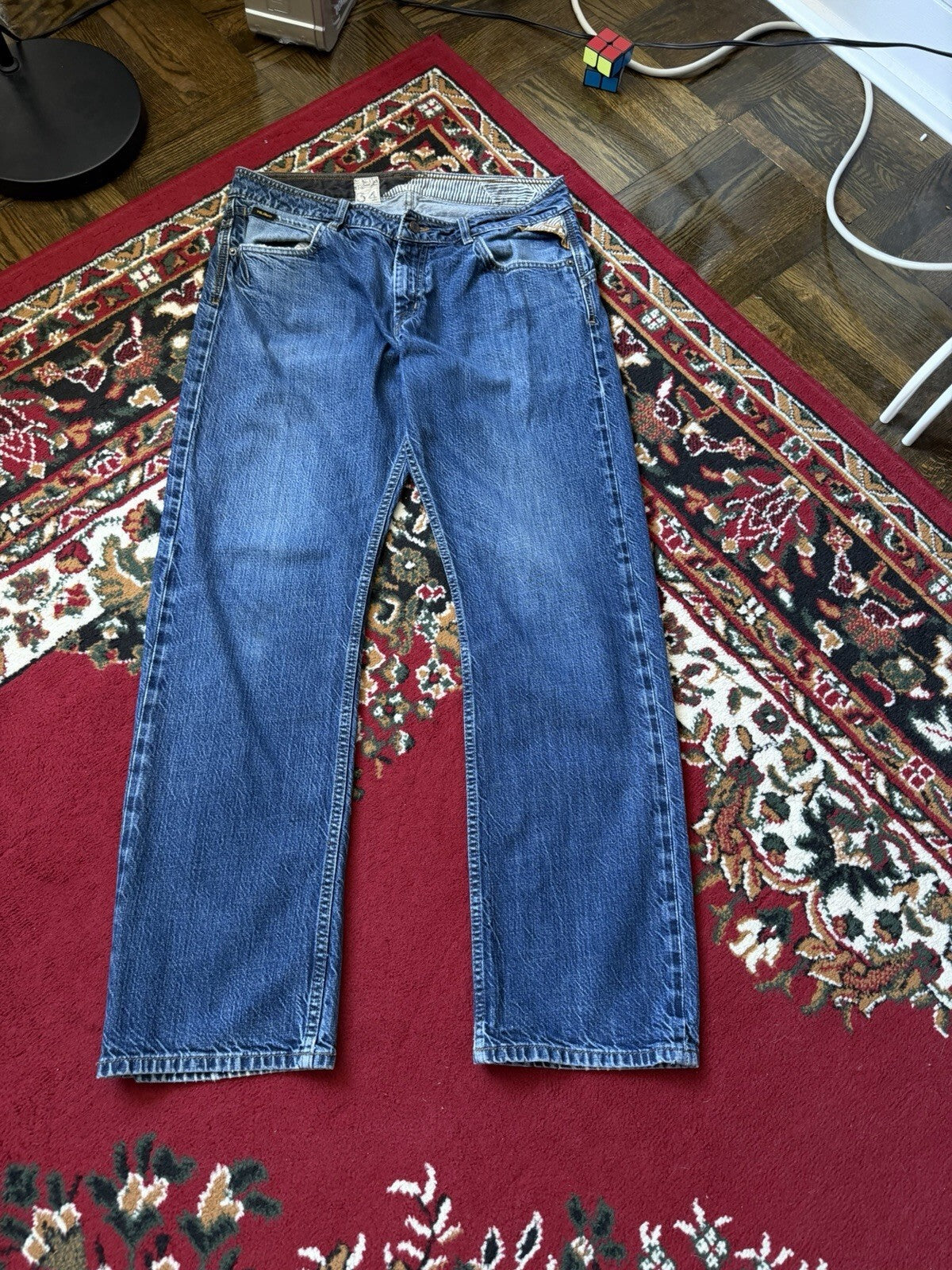 Vintage Y2K Volcom Mens Blue Wash Enowen Denim 5-Pocket Skate Grunge Jeans 34X32