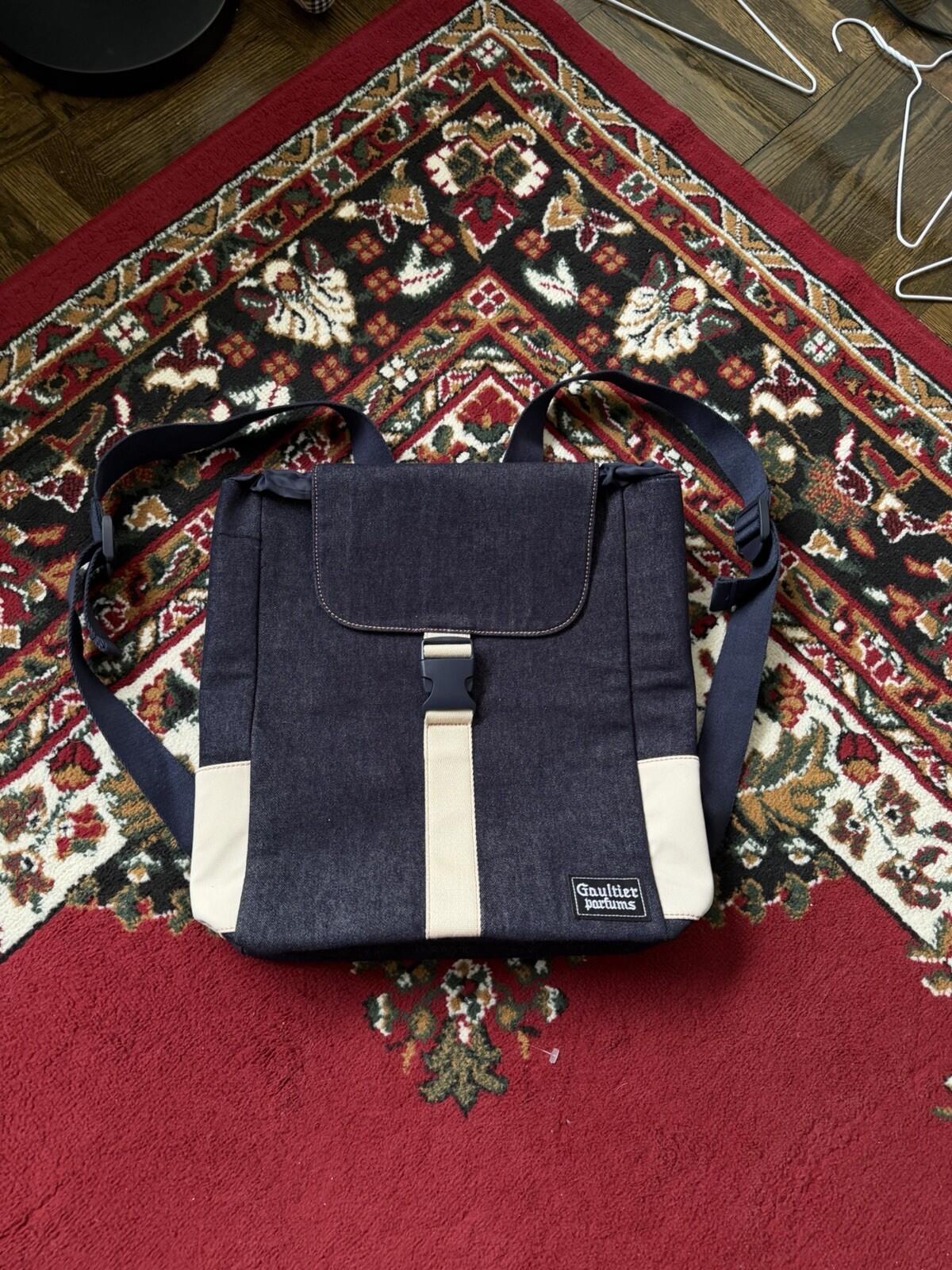 Jean Paul Gaultier Blue White Denim Backpack Bag