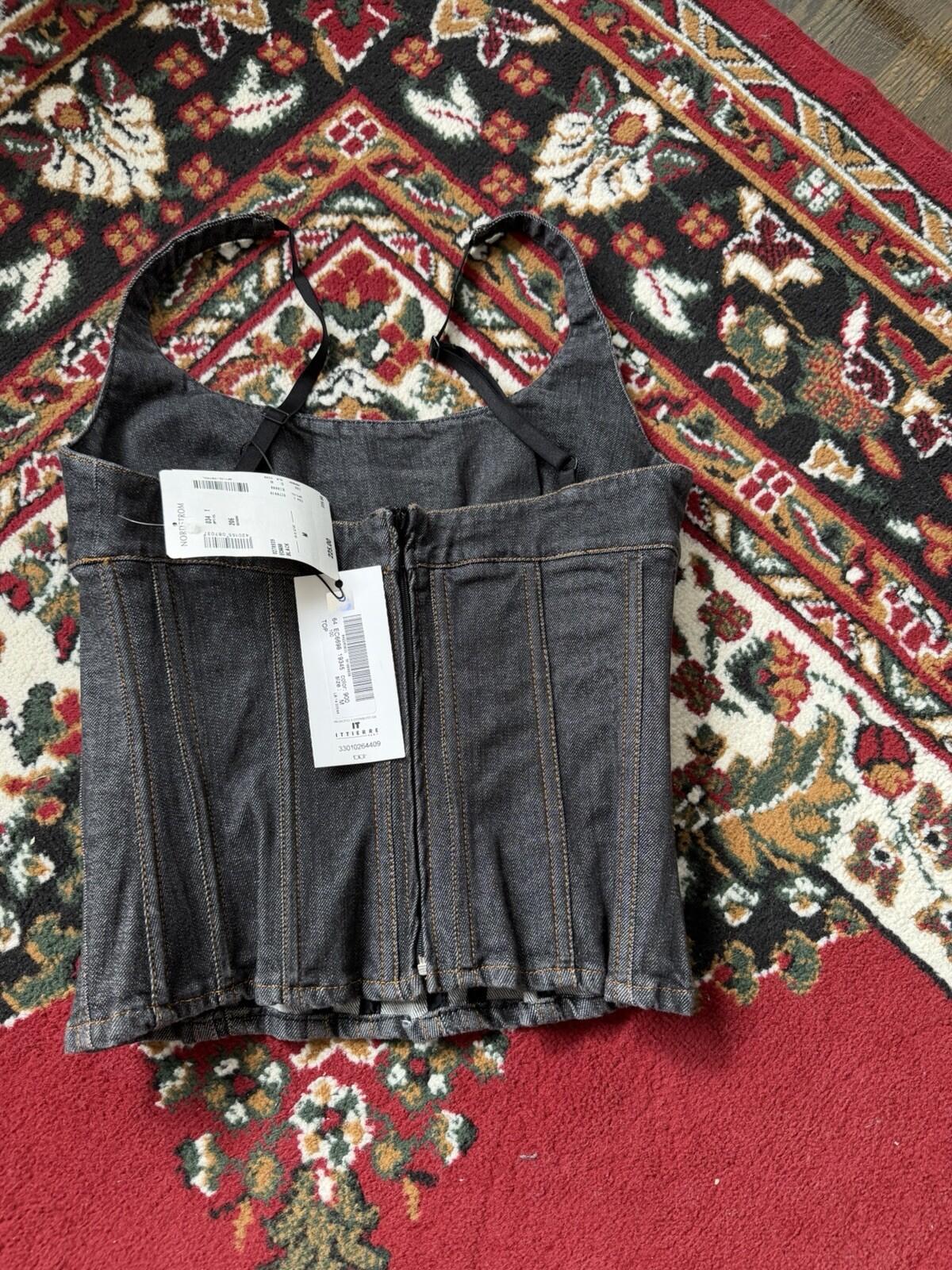 00s Archive Dolce & Gabbana Denim Pleated Gray Corset Top DG Jean Top Y2K