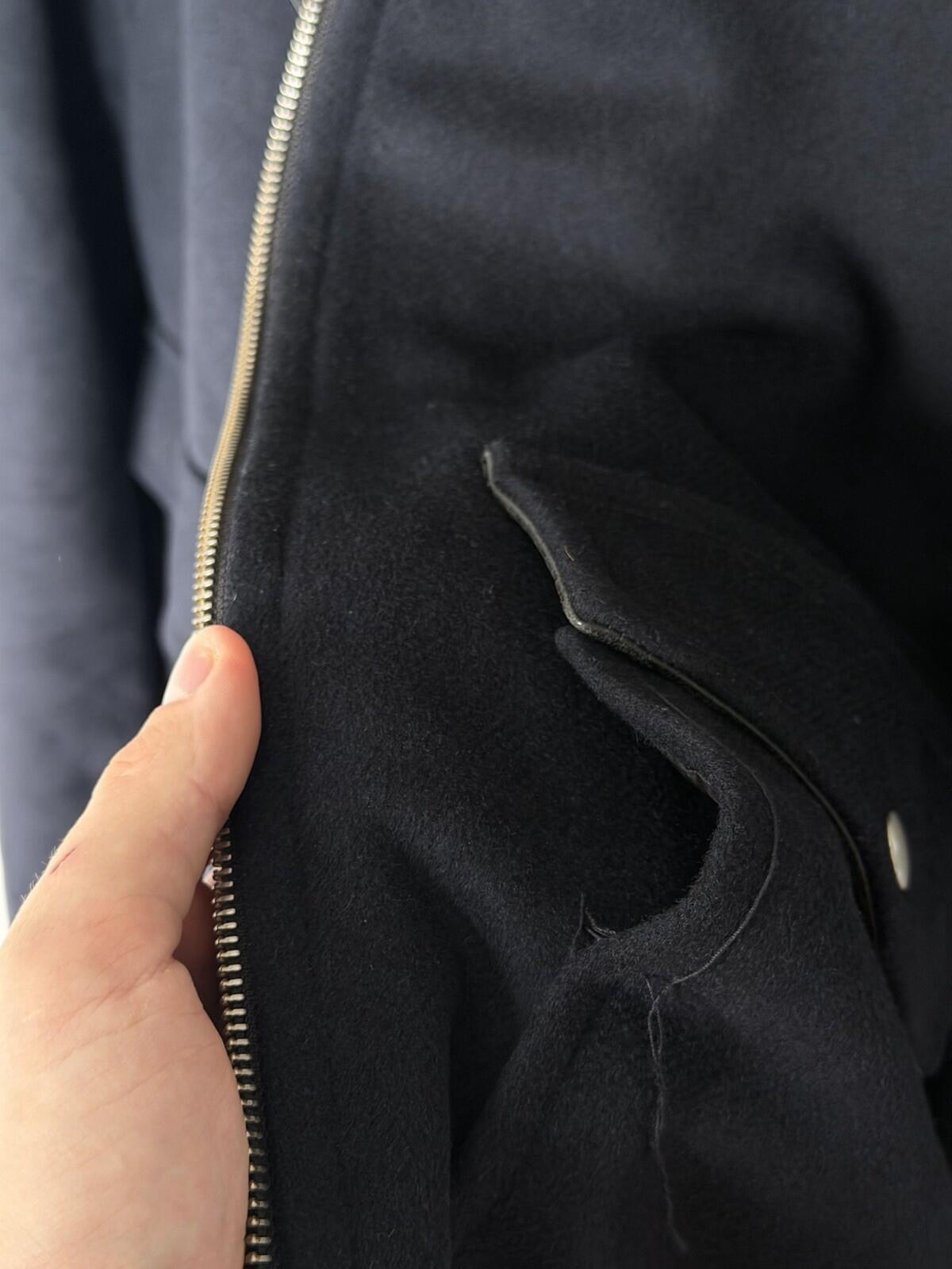 MACKAGE Theo Wool Cashmere Shearling Jacket Real Sheepskin Fur Navy Blue Coat