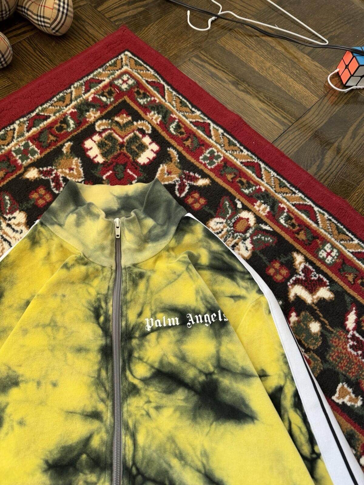 Palm Angels Yellow Tie Dye Velour Track Jacket Yellow Size XL