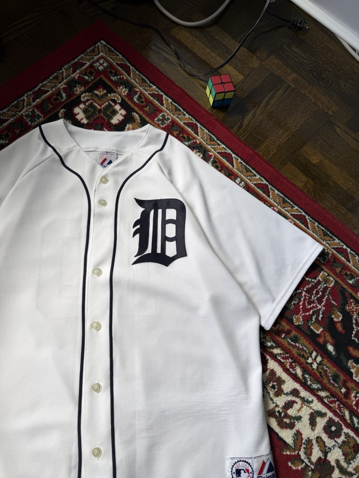 Vintage Majestic Detroit Tigers Baseball Jersey Blank Mens White