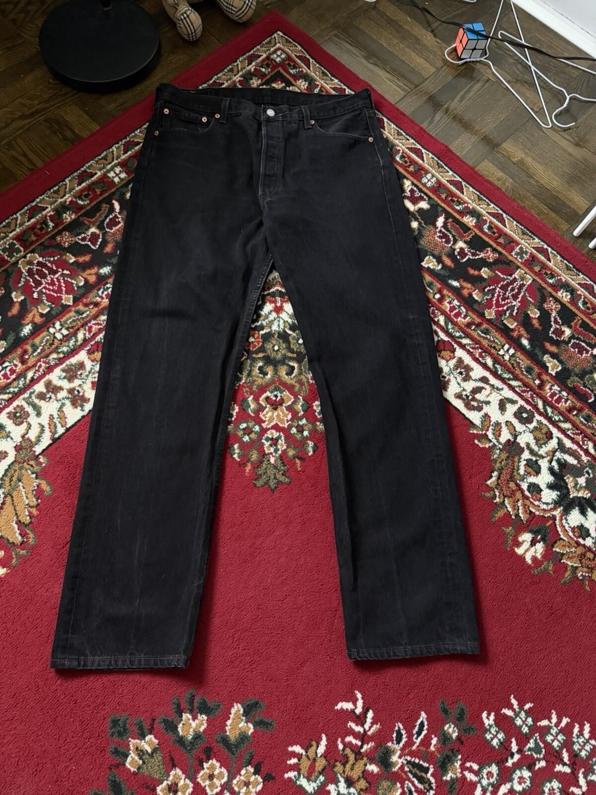 Vintage Levi's 501 Button Fly 90s Jeans Made in USA Black Denim Mens 36/32 Faded