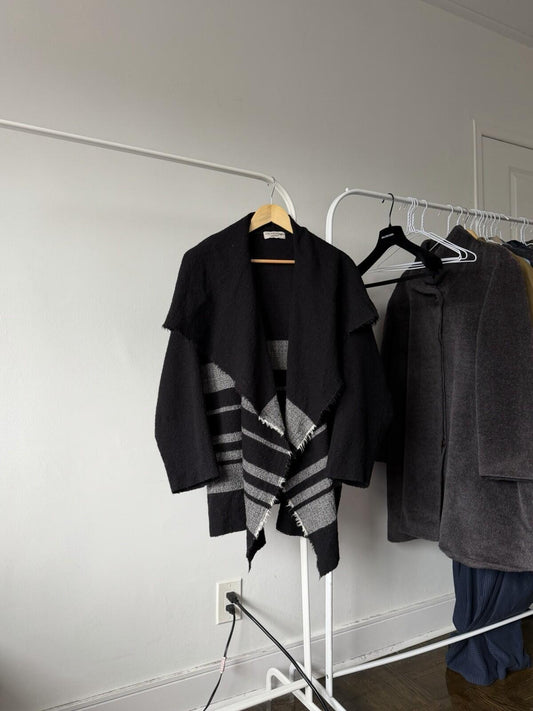 Ivan Grundahl Cardigan Sweater M/L Black OVERSIZED Wool blend Cardigan Jacket