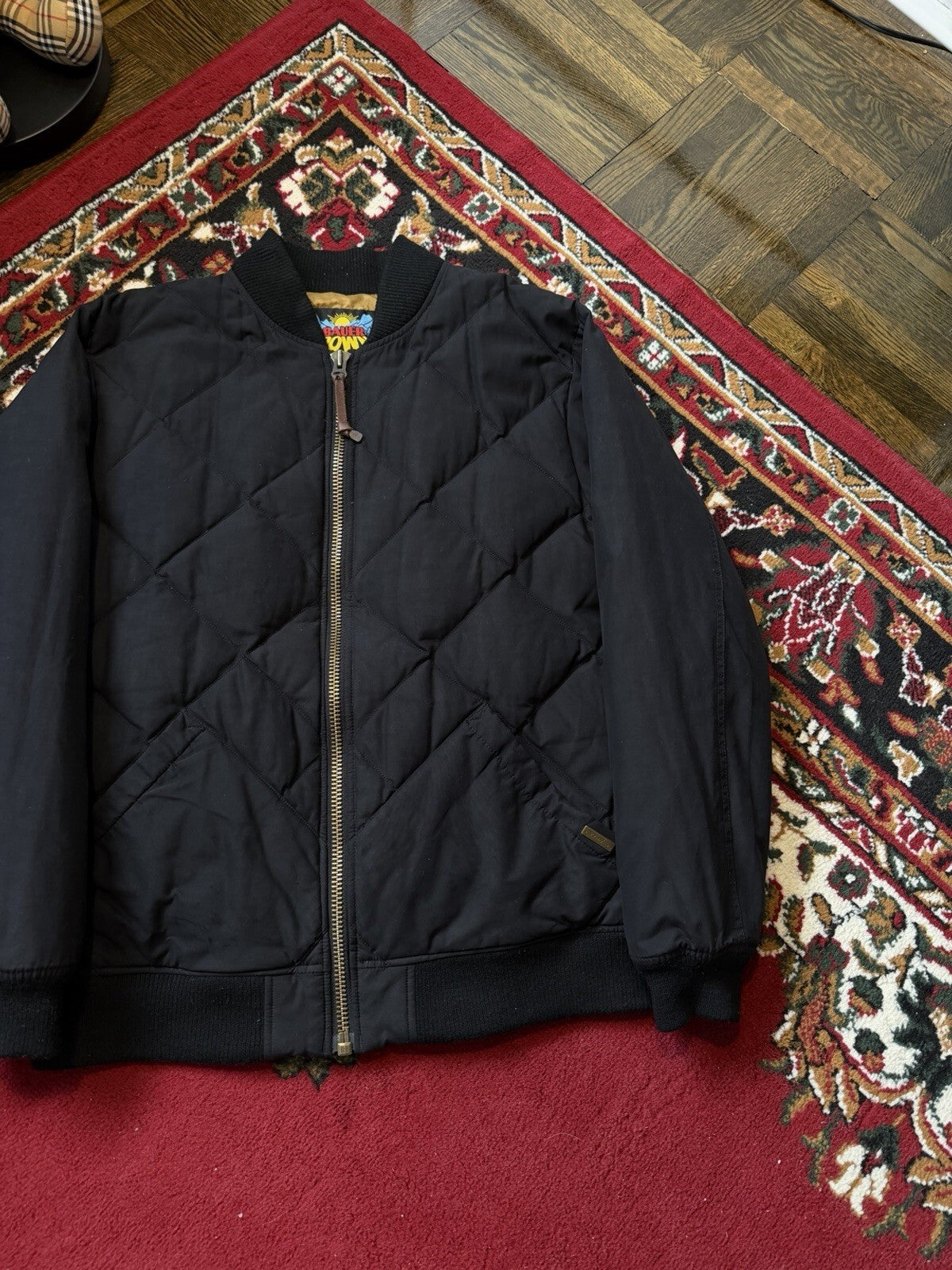 Eddie Bauer Down Bomber Mens Medium 1936 Skyliner Model Jacket Black Quilted
