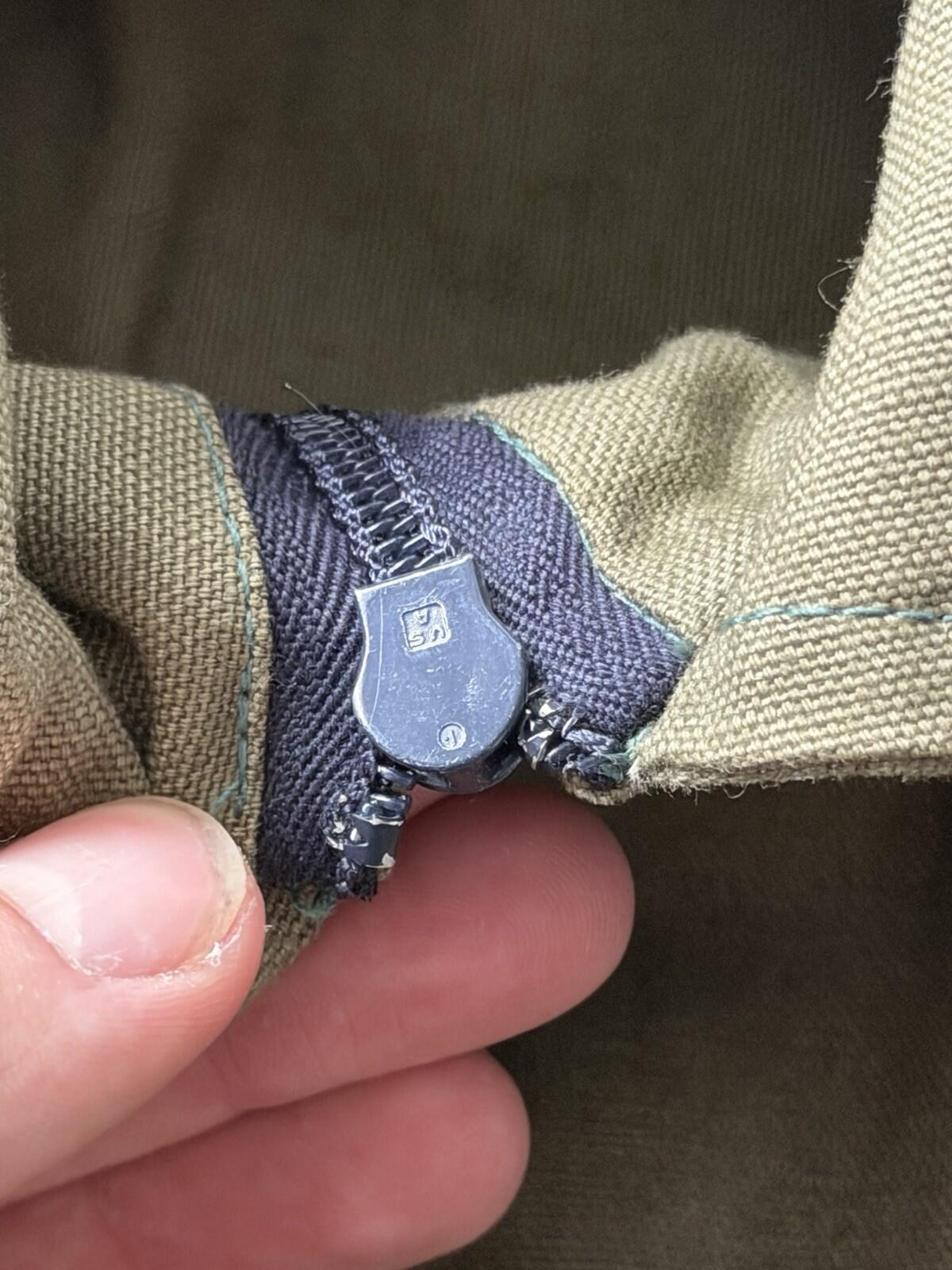 Vintage 50s-60s European Canvas Work Jacket Lighting Zip Pockets Olive