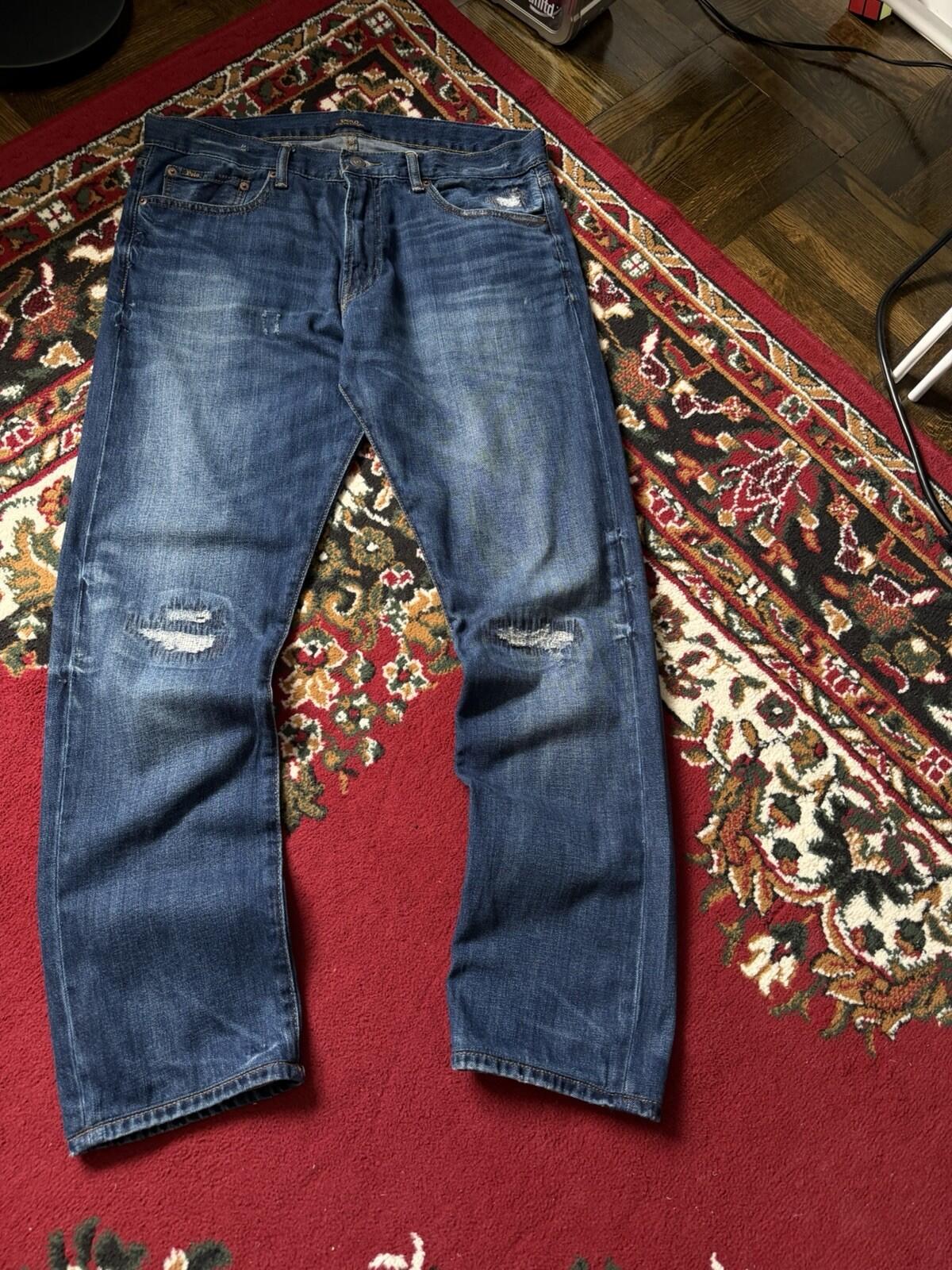 Ralph Lauren Polo Sashiko Repaired Patchwork Jeans Blue Size 34/32 Denim Pants