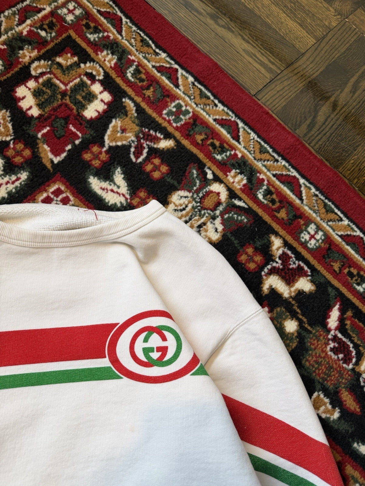 Gucci Interlocking G Sweatshirt Size S Beige Red Green Mens