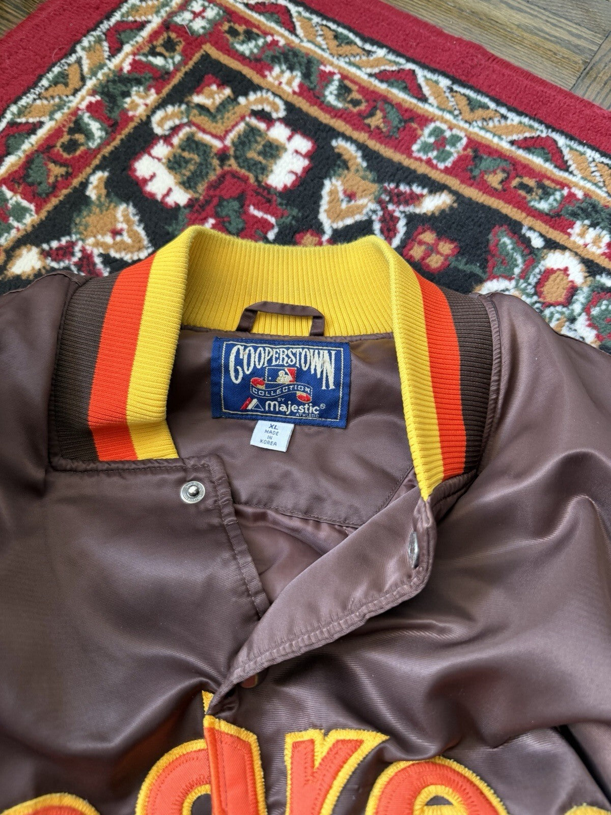 Vintage 90's San Diego Padres Majestic Cooperstown Brown Satin Bomber Jacket XL