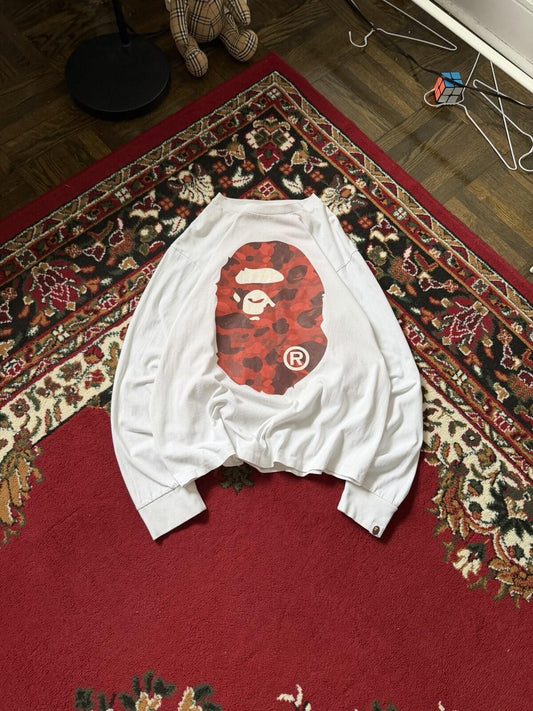 Authentic A Bathing Ape Color Camo Orange Big Ape Head L/S Longsleeve Shirt Tee