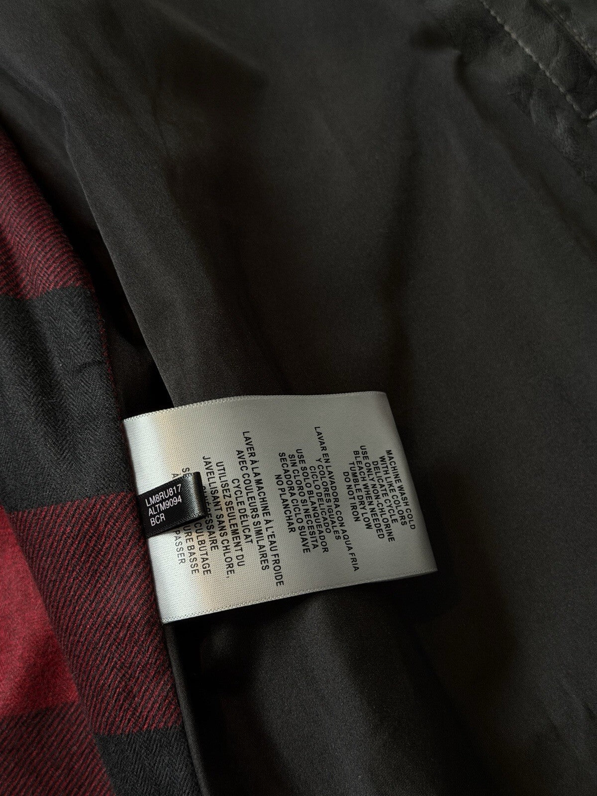 Levi’s Black Faux Leather Moto Jacket Men’s Large Biker USA Buffalo Plaid Lining