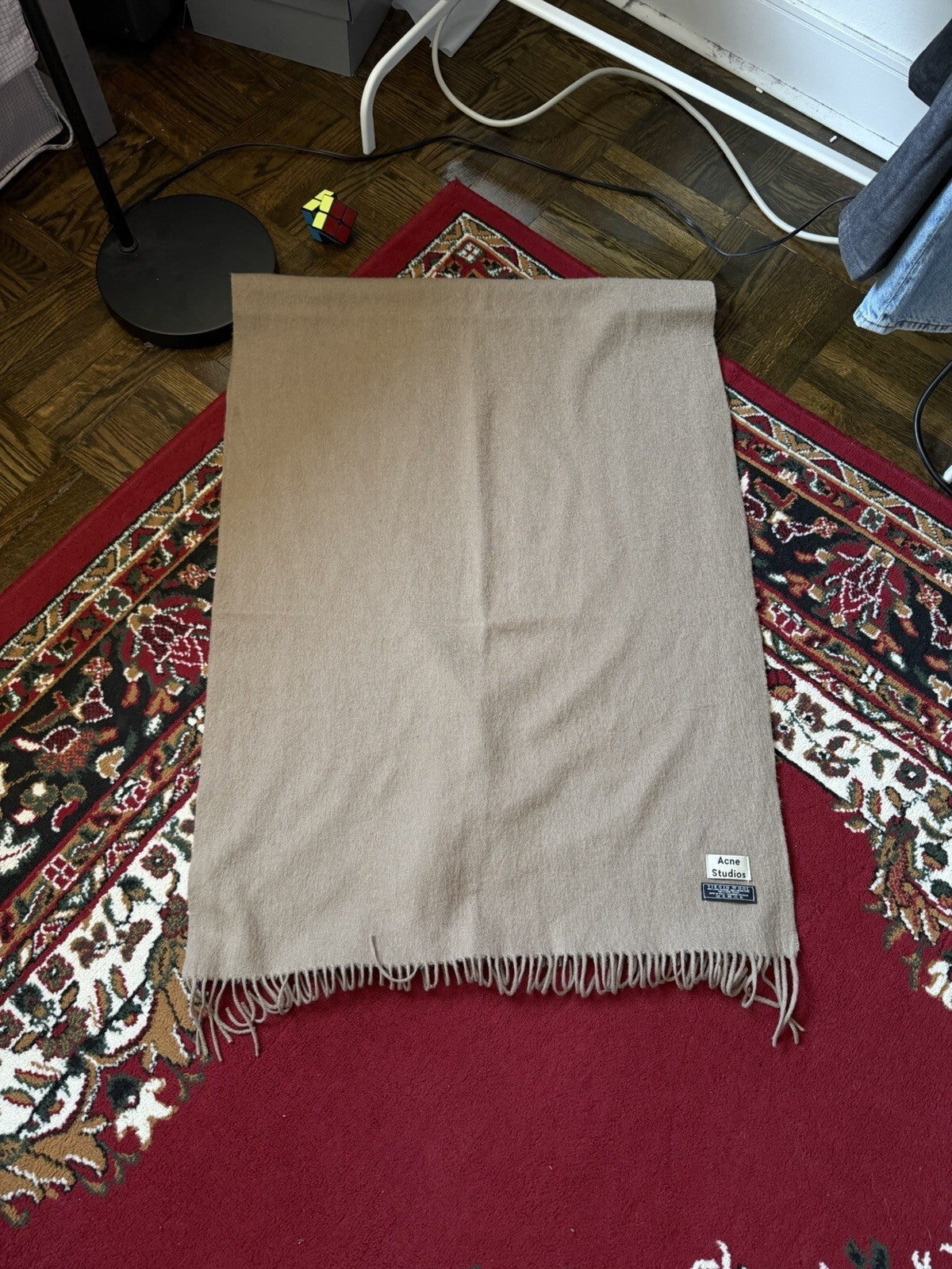 Acne Studios Virgin Wool Fringe Long Scarf 42.5/26.8 in