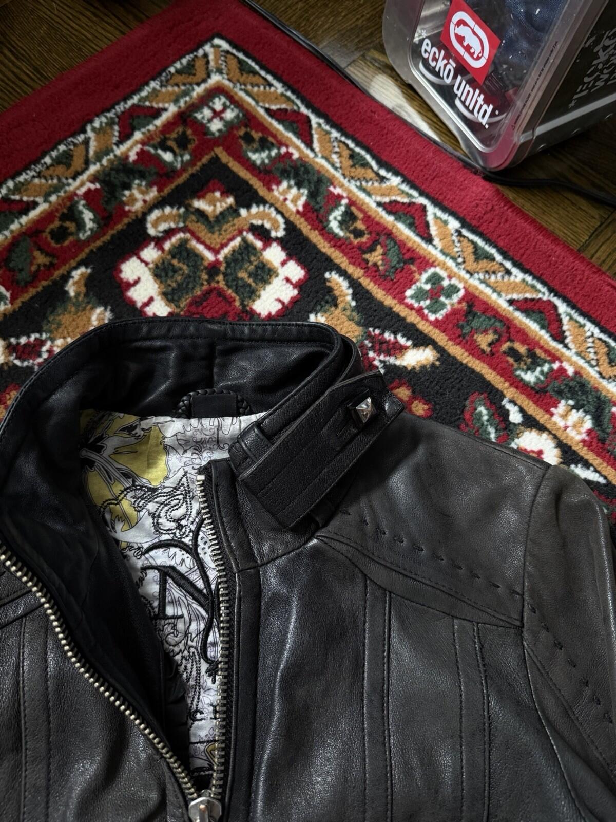 Mackage Buttery Lambskin Leather Jacket Sz XS Brown Vintage Graphic Lining