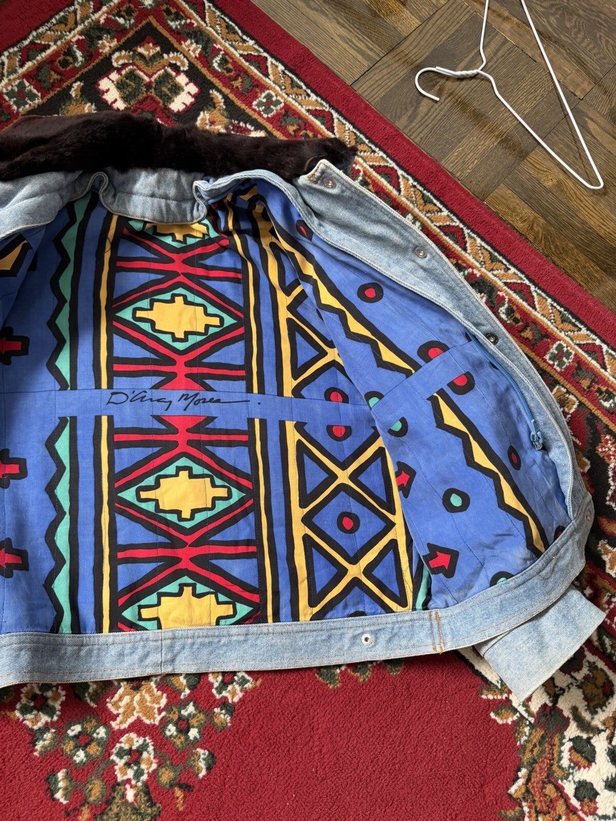 D'Arcy Moses Indian Nation Denim Jacket x Gilles Allard Wasel Fur Medium RARE!