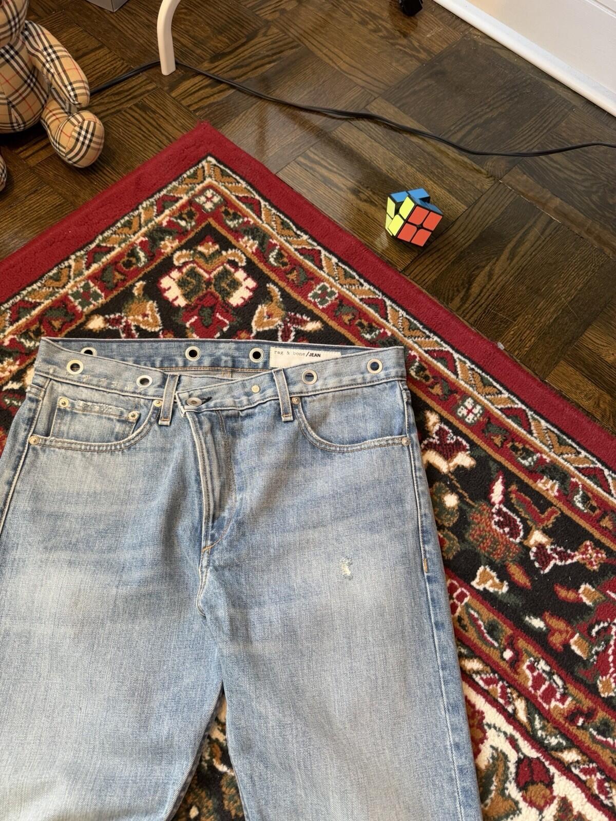 Rag & Bone Cotton Ripped Distressed Jeans Size 27 Blue Rare Design