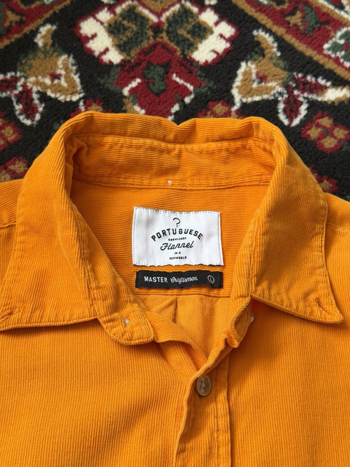 Portuguese flannel  Corduroy Orange Short Sleeve Size L