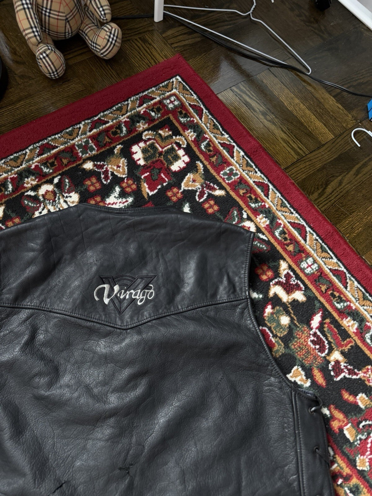 Yamaha Virago Motorcycle Vest Leather Men XXL Black Snap Lined