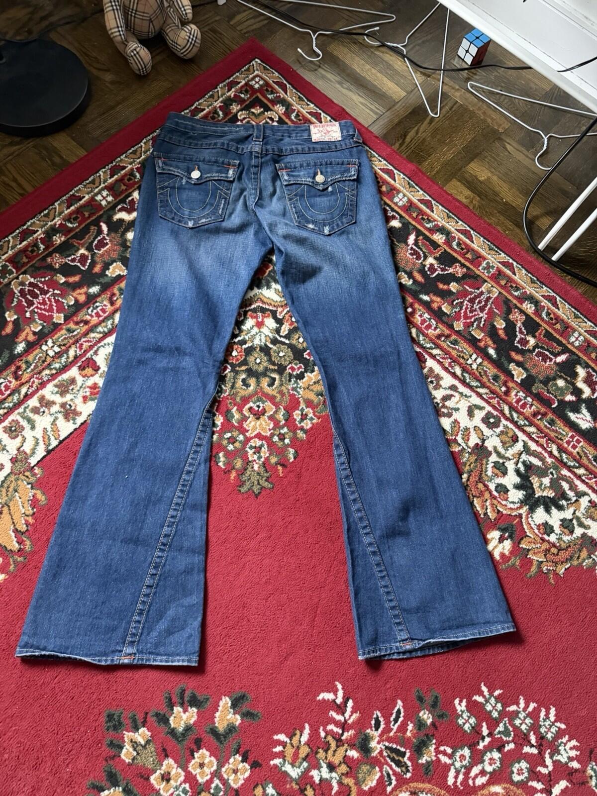 Vtg True Religion #503 Joey Blue Jeans Woodstock Distressed Bell Bottom Pants 31
