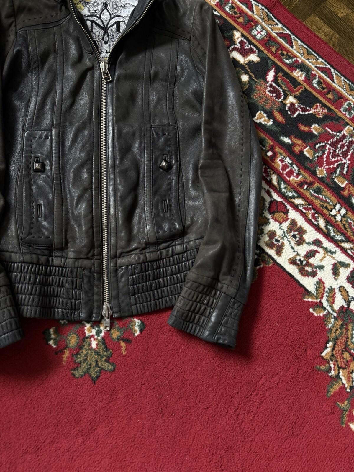 Mackage Buttery Lambskin Leather Jacket Sz XS Brown Vintage Graphic Lining