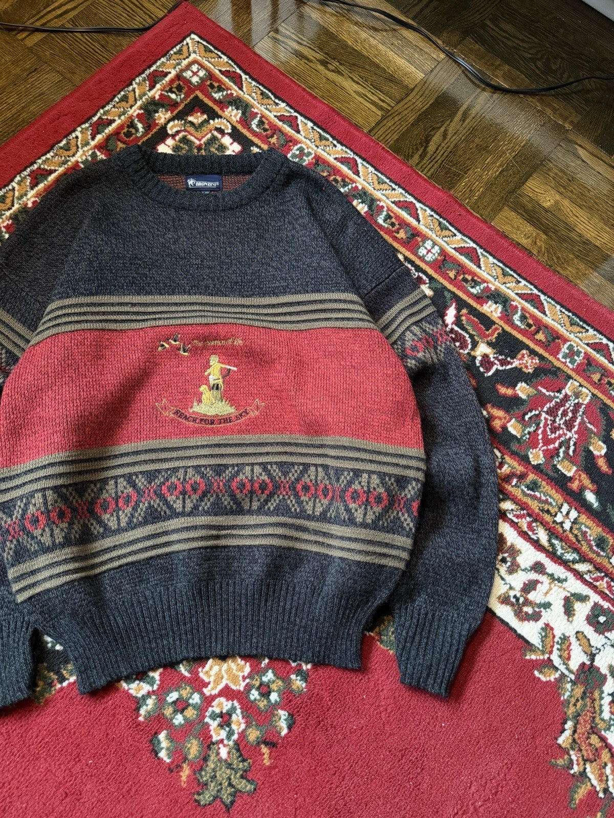 90s Vintage Bronzini Hunting "The essence of life - reach for the sky" Sweater