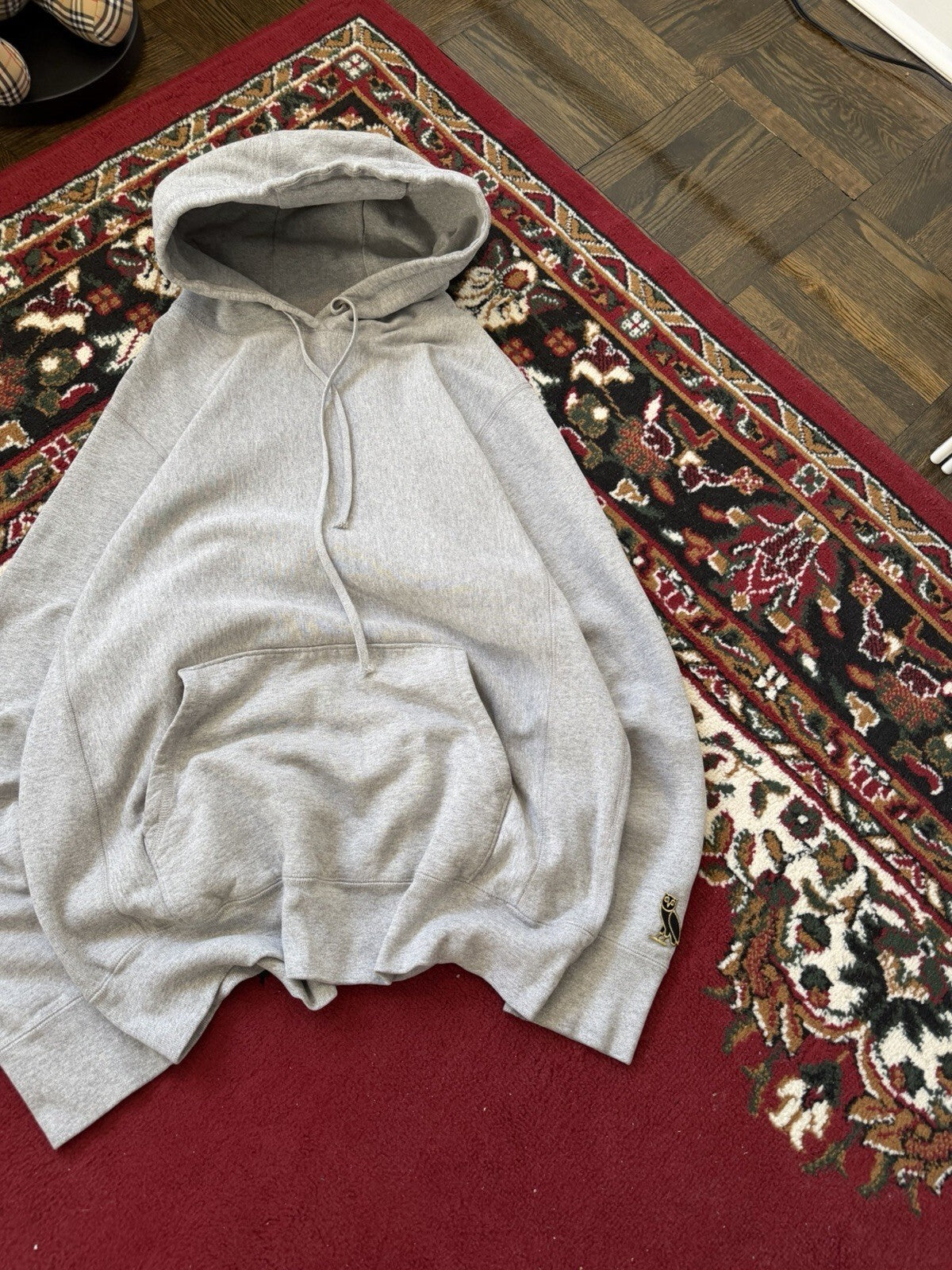 Octobers Very Own Hoodie Mens M Gray  Fleece Lined Owl Logo Sweatshirt OVO Drake