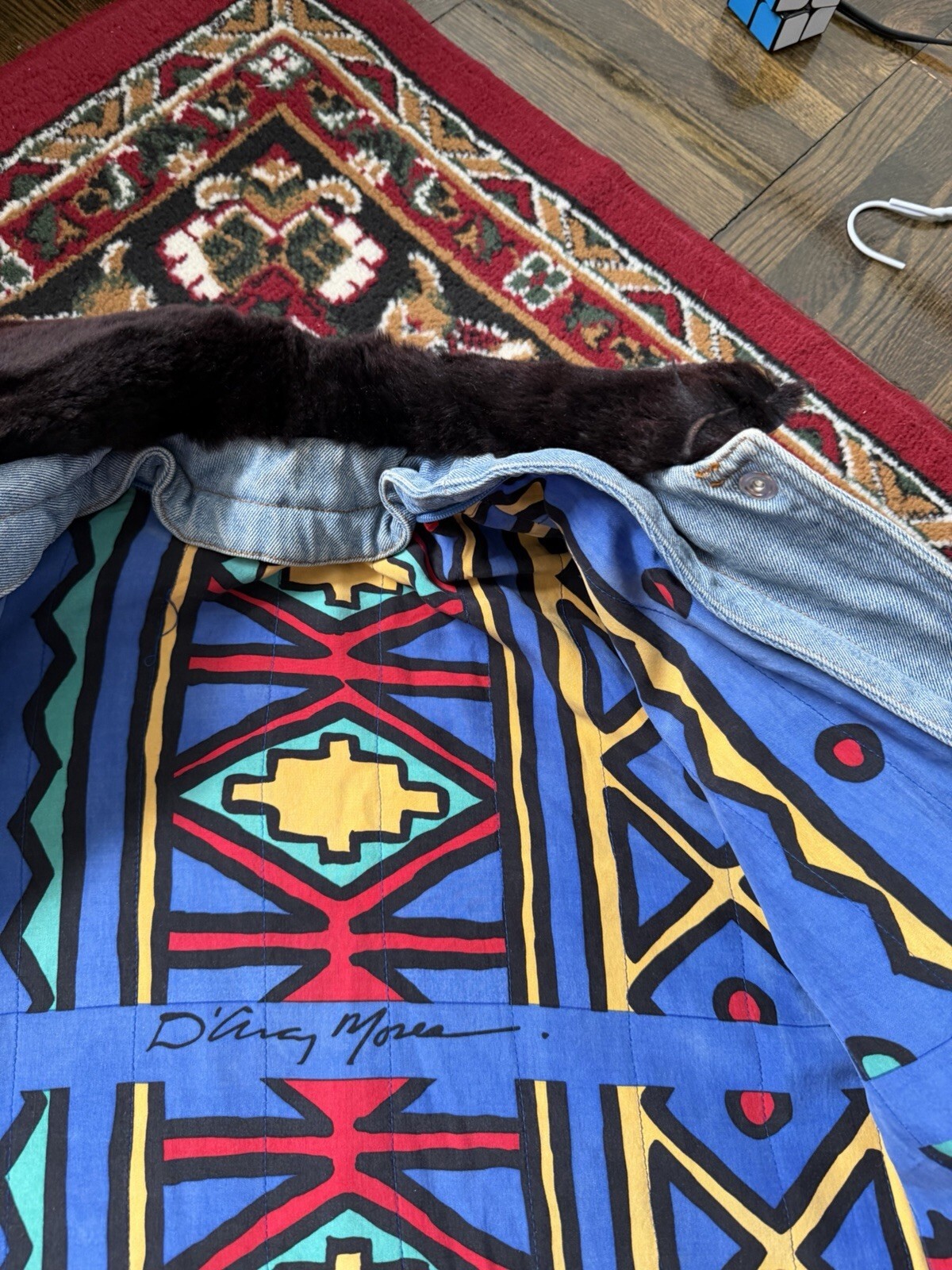 D'Arcy Moses Indian Nation Denim Jacket x Gilles Allard Wasel Fur Medium RARE!