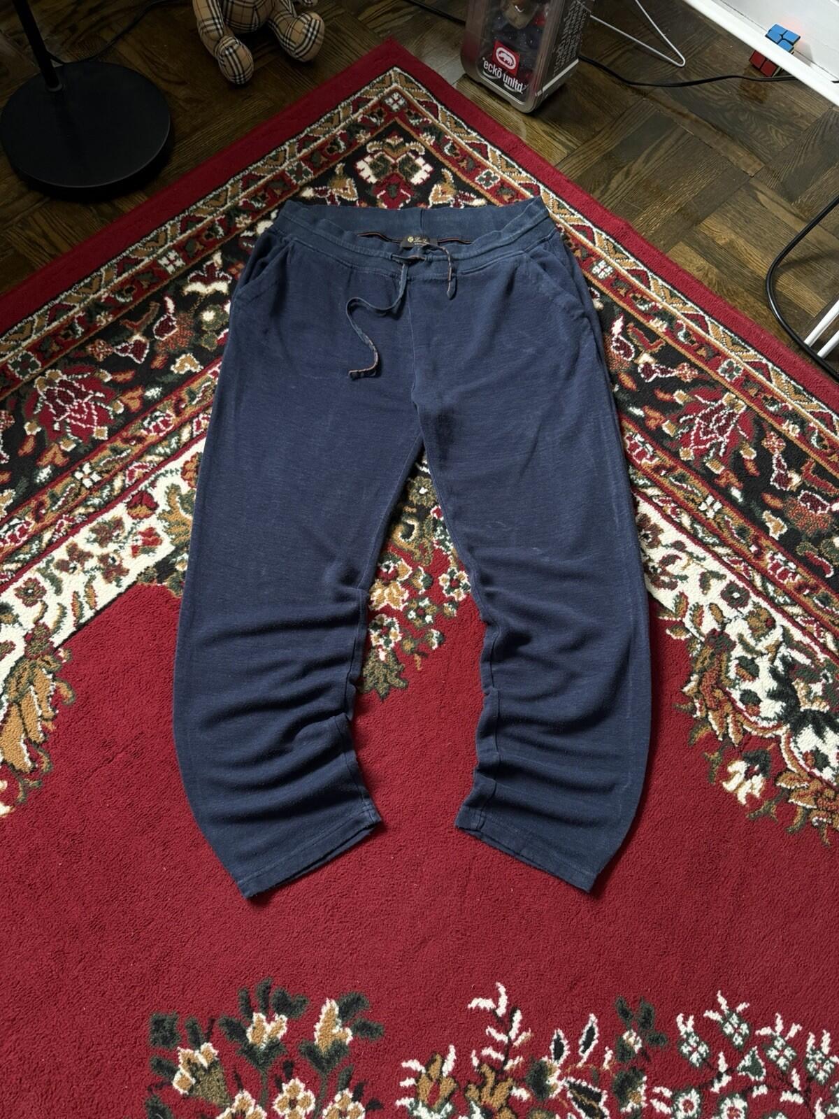 Loro Piana Tapered Linen Joggers Sweatpants Pants Blue Sz XL