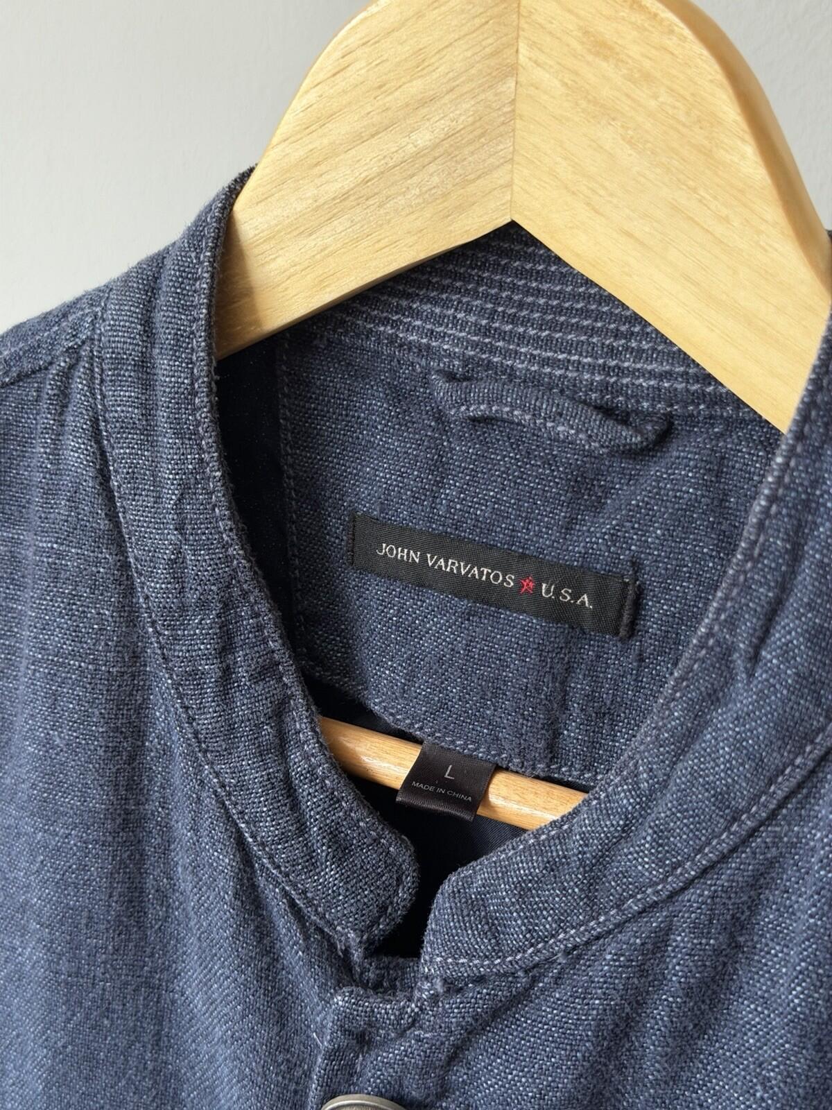 John Varvatos USA Navy Blue Military Utility Linen Jacket Size L