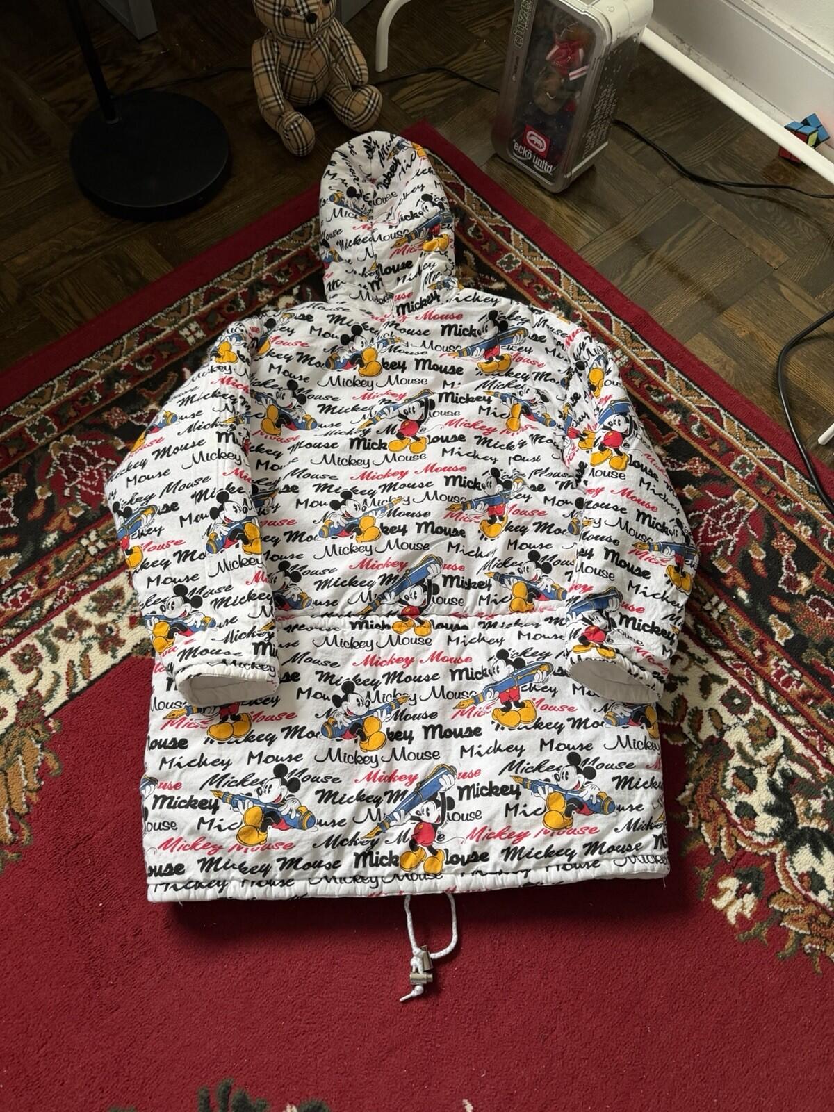 Mickey Mouse Disney Women's Oversized Hooded Jacket White Parka Reversible M