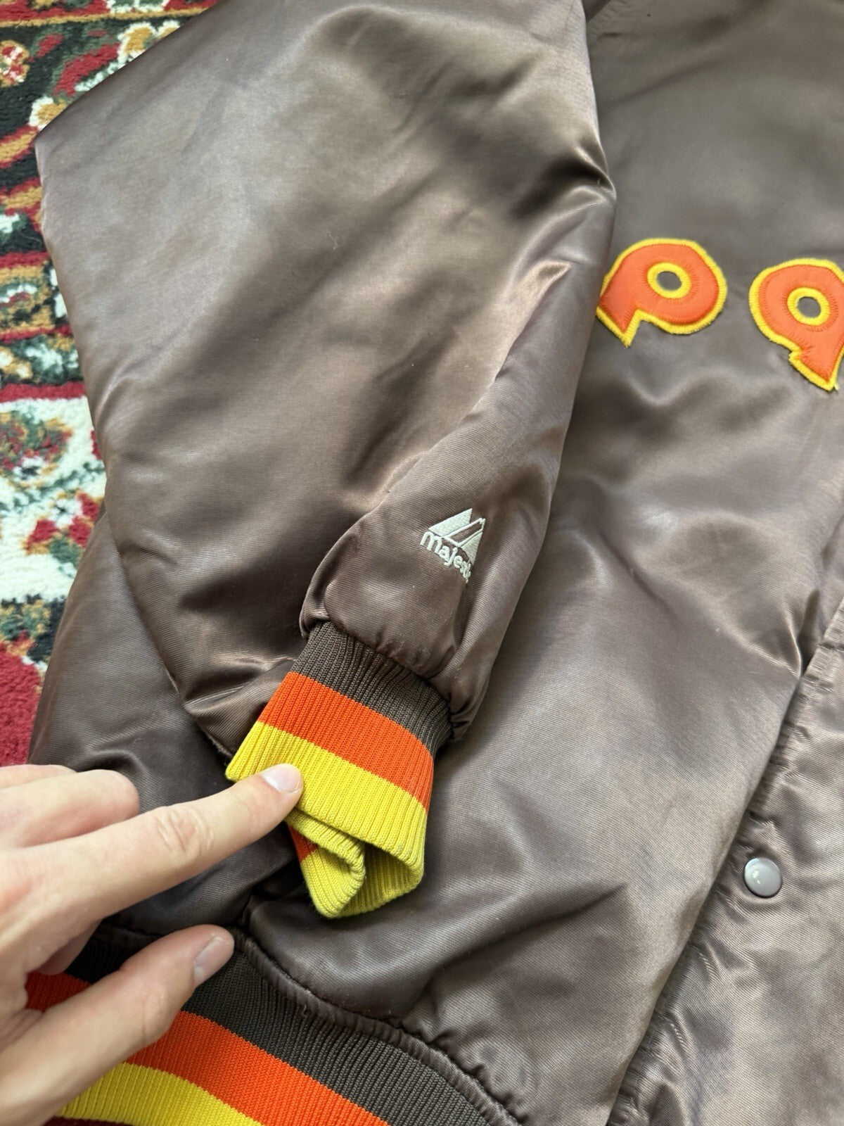 Vintage 90's San Diego Padres Majestic Cooperstown Brown Satin Bomber Jacket XL