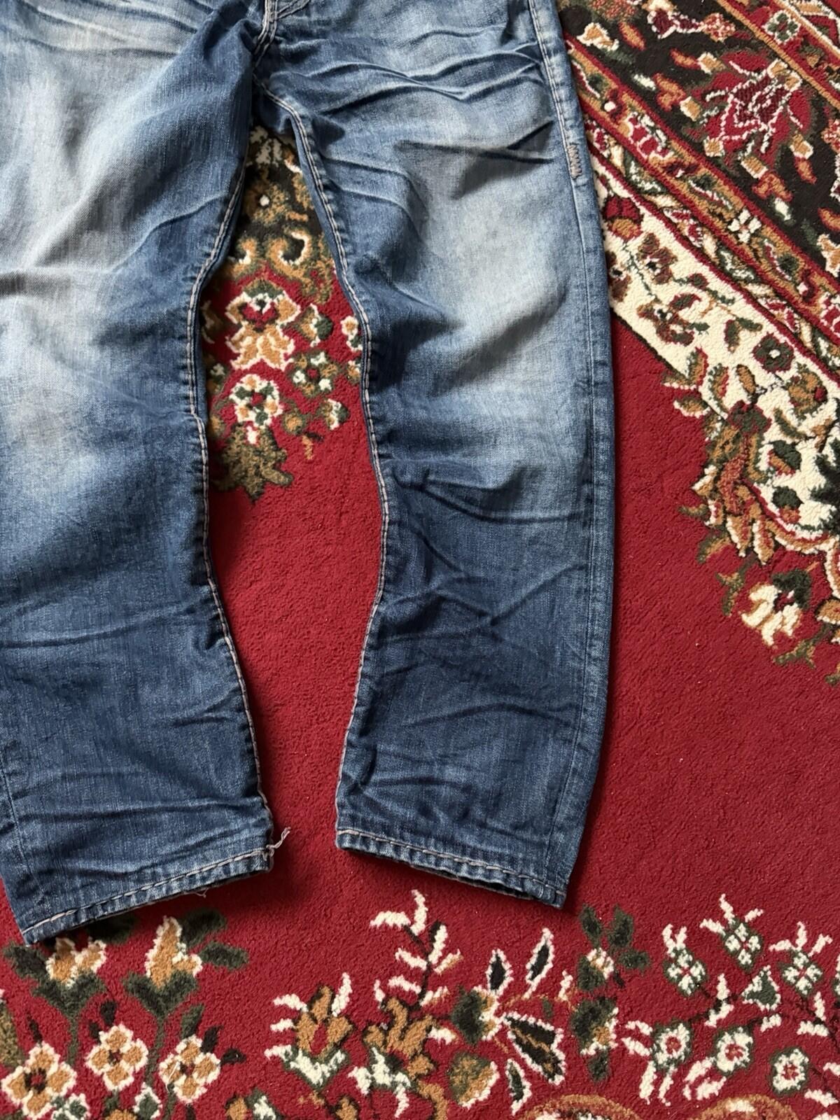 True Religion Mens Jeans Denim Tan Stitching Straight Leg 32 Y2K