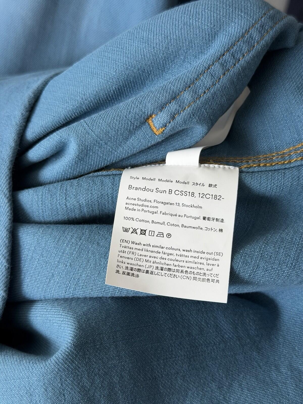 Acne Studios Bla Konst SS18 Brandou Sun B  Denim Coat Jean Jacket Size 36