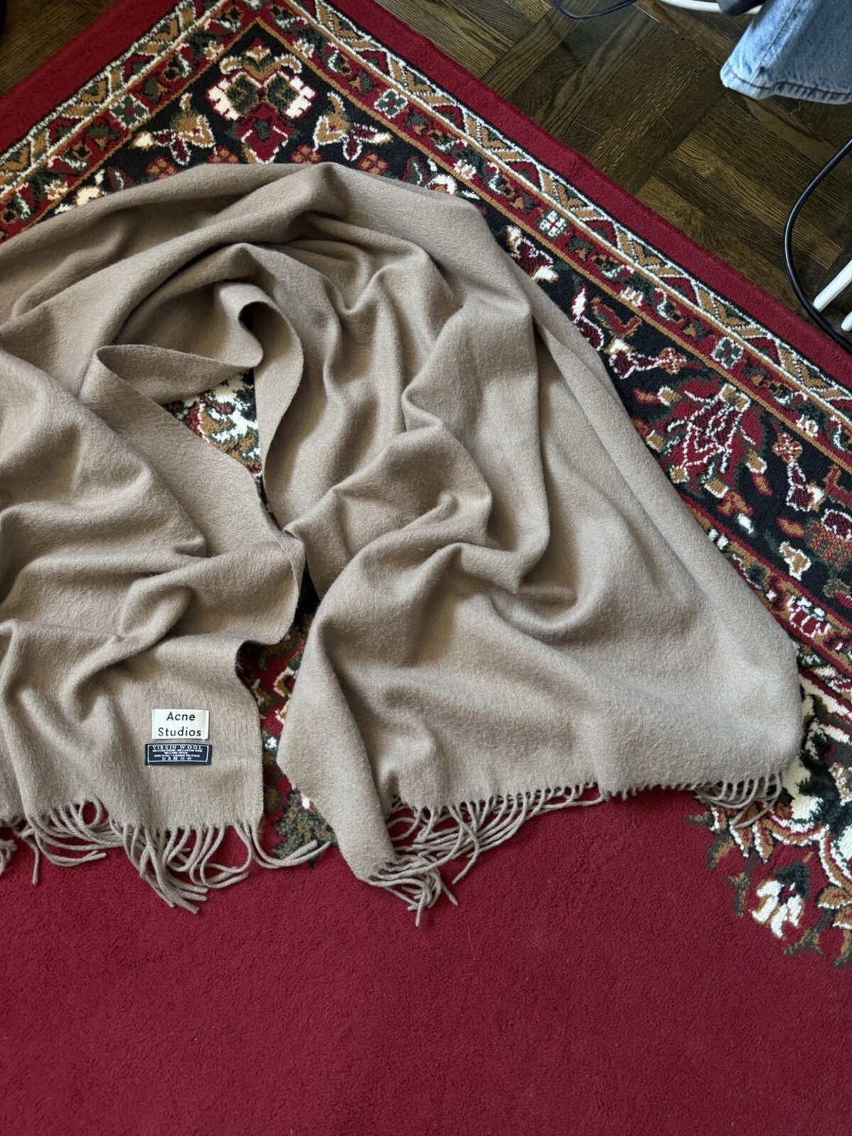 Acne Studios Virgin Wool Fringe Long Scarf 42.5/26.8 in