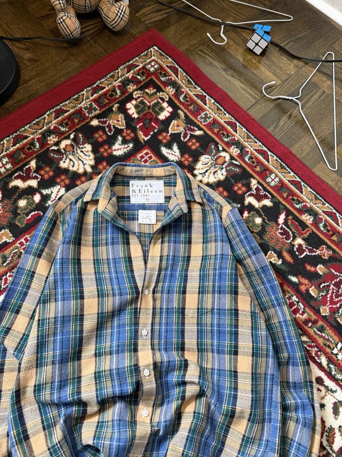 Frank and Eileen "Eileen" Italian Woven Flannel Plaid Button Down Shirt Womens