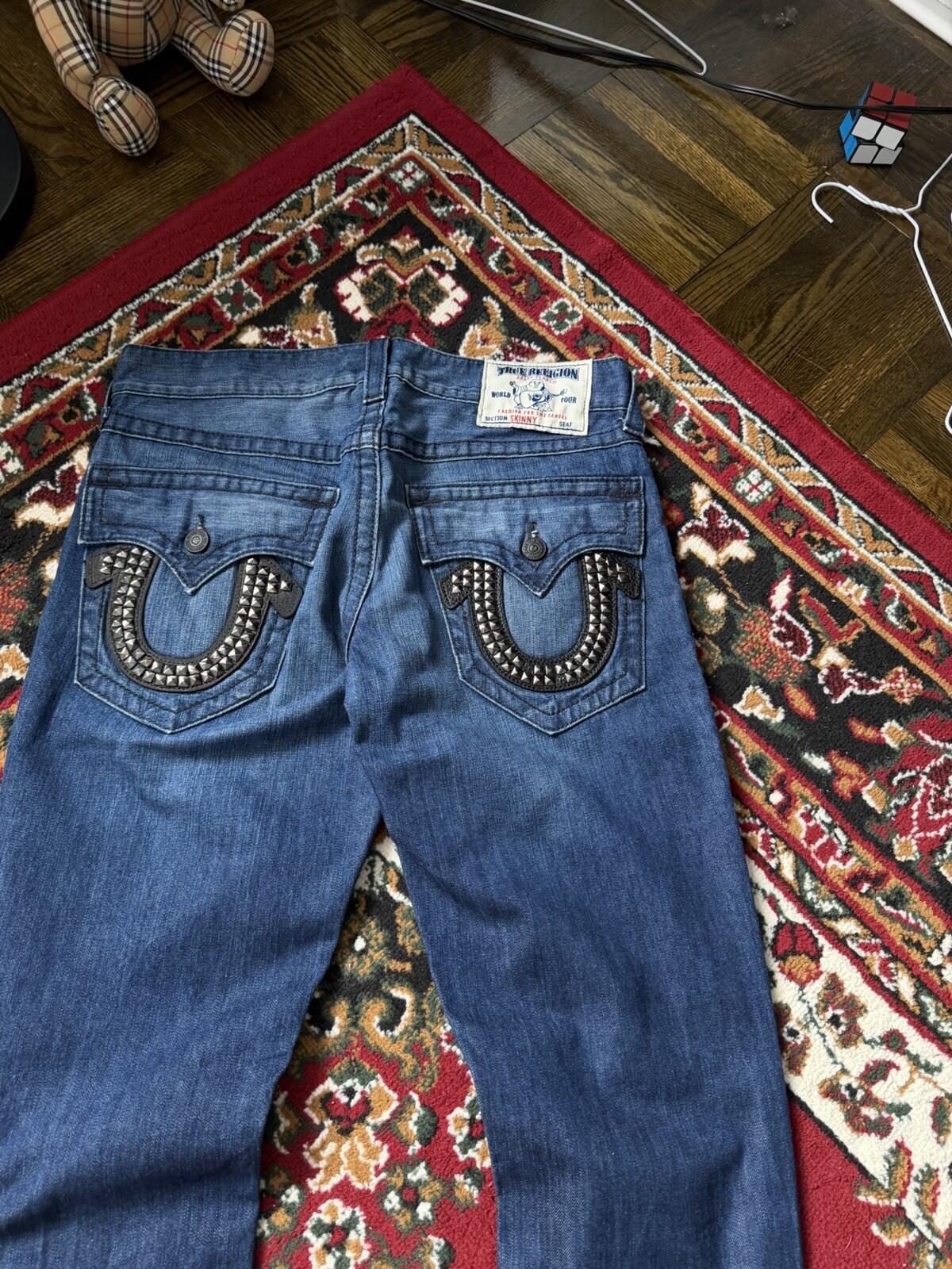 Y2K True Religion Studded Skinny Vintage Jeans Made In USA Size 32