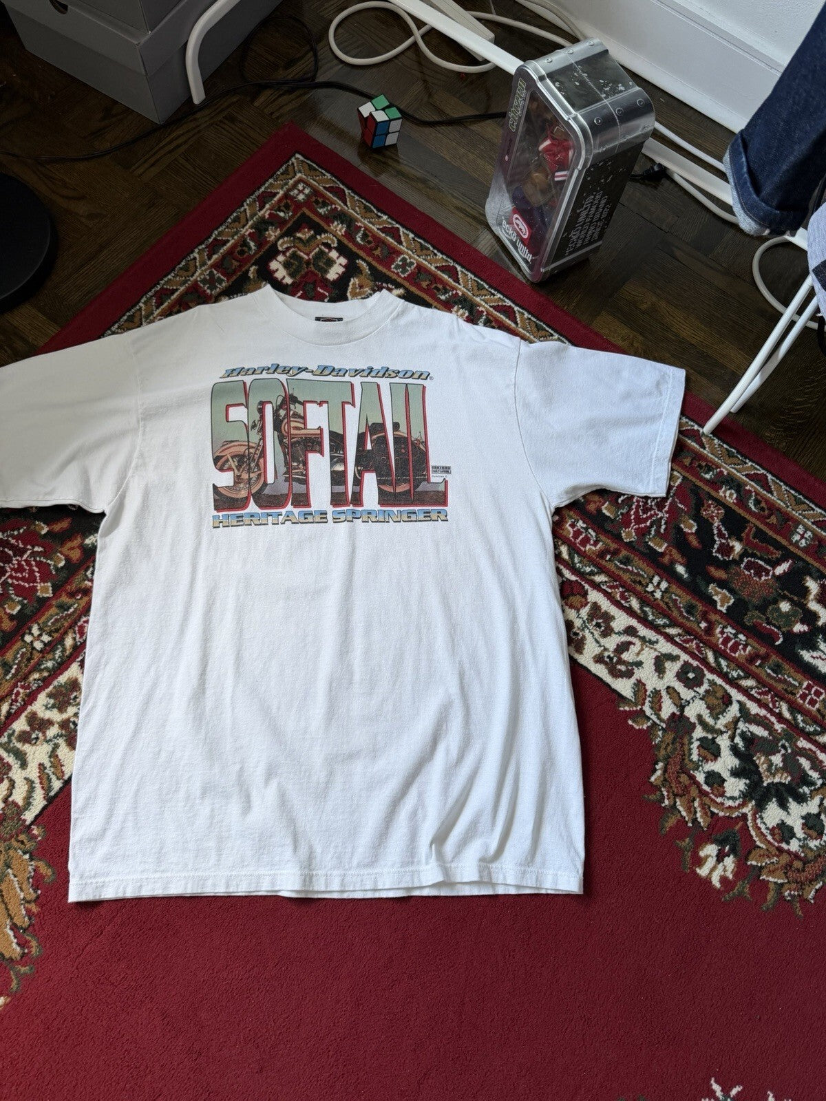 Vintage Harley Davidson Softail Heritage Motorcycle Men's XXL Tee 90s Sarnia ON