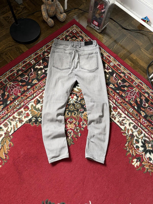 REPRESENT Distressed Slim Fit Jeans Flat Grey Size 34 Men's Repaired Denim Pants