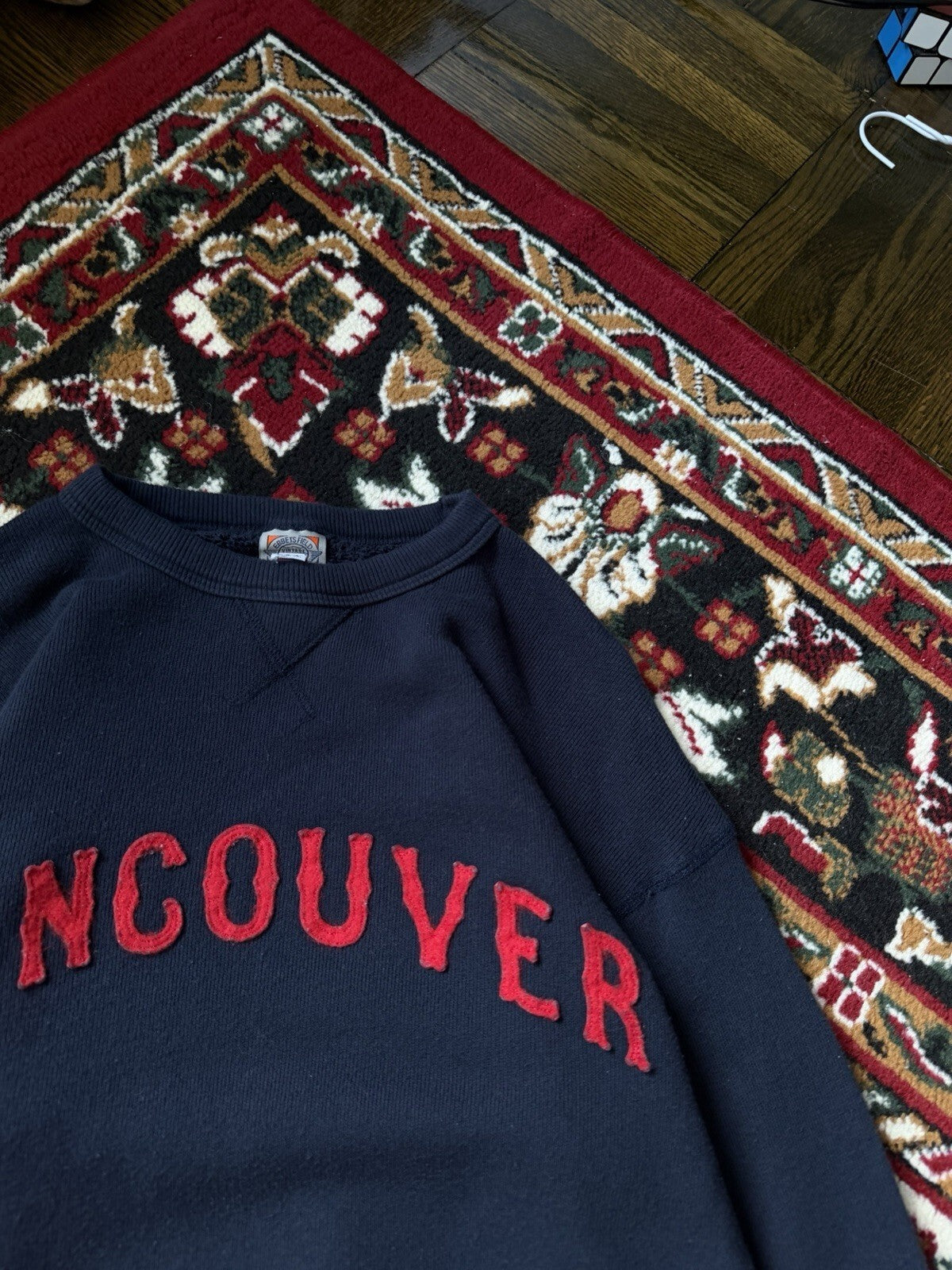 Ebbets Field Flannels Vancouver Embroidered Sewn Logo Sweater Knit Size S
