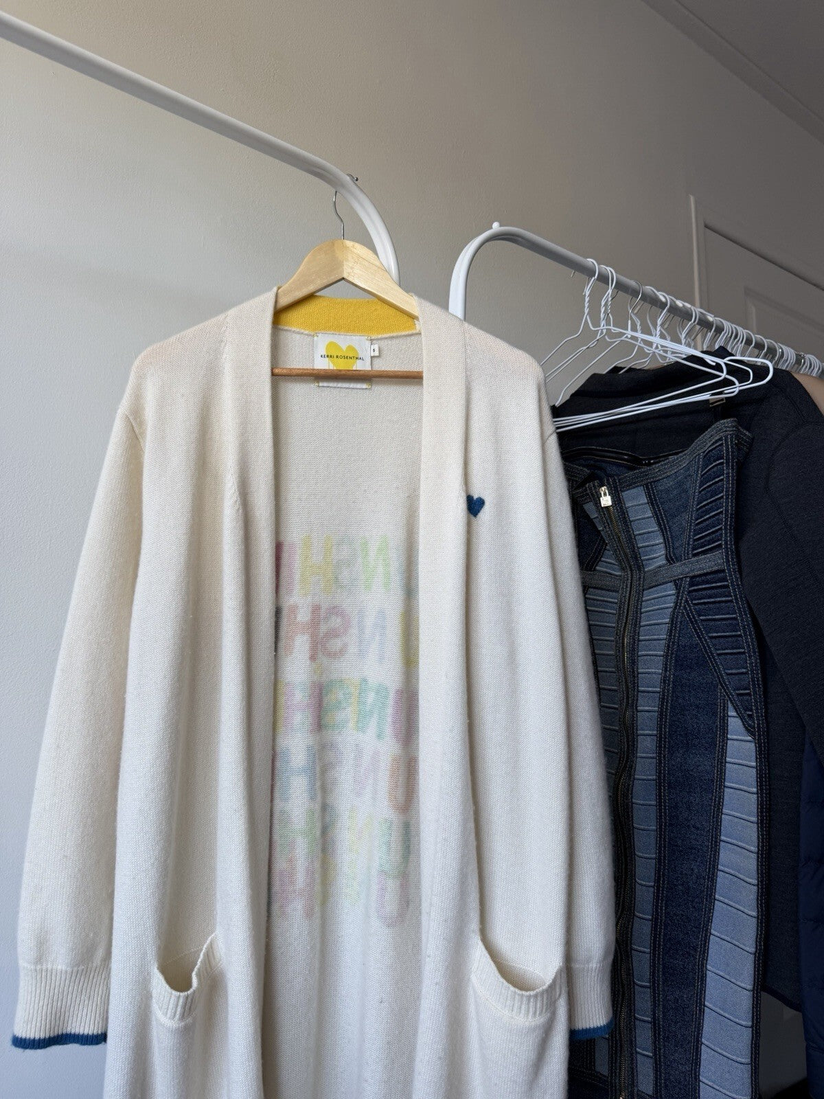 SUPER RARE Kerri Rosenthal Cashmere Open Front Long Cardigan Size S