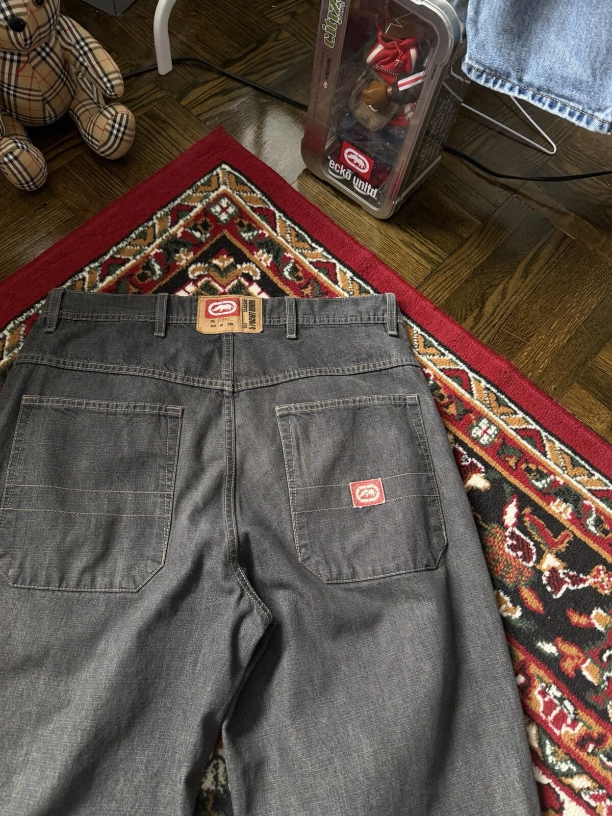 Vintage Ecko Unltd Jeans Mens 32 Gray Wide Leg Baggy Classic 5 Pocket Y2K