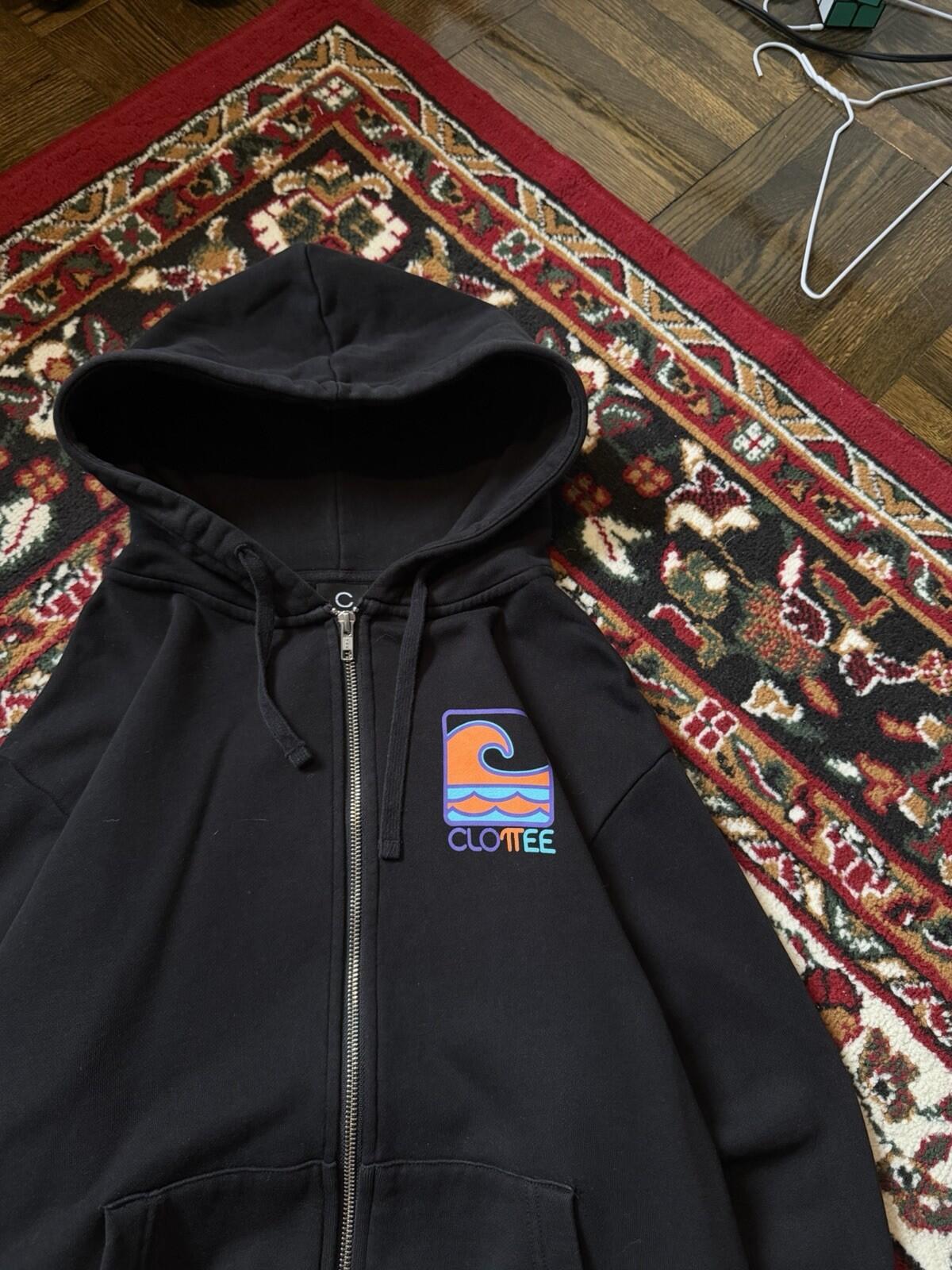 Clottee By Clot Mens Medium Wave Black Full Zip Hoodie Clot
