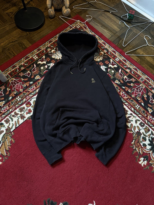 OVO October's Very Own Black Hooded Pullover Owl Logo Hoodie Men M Drake