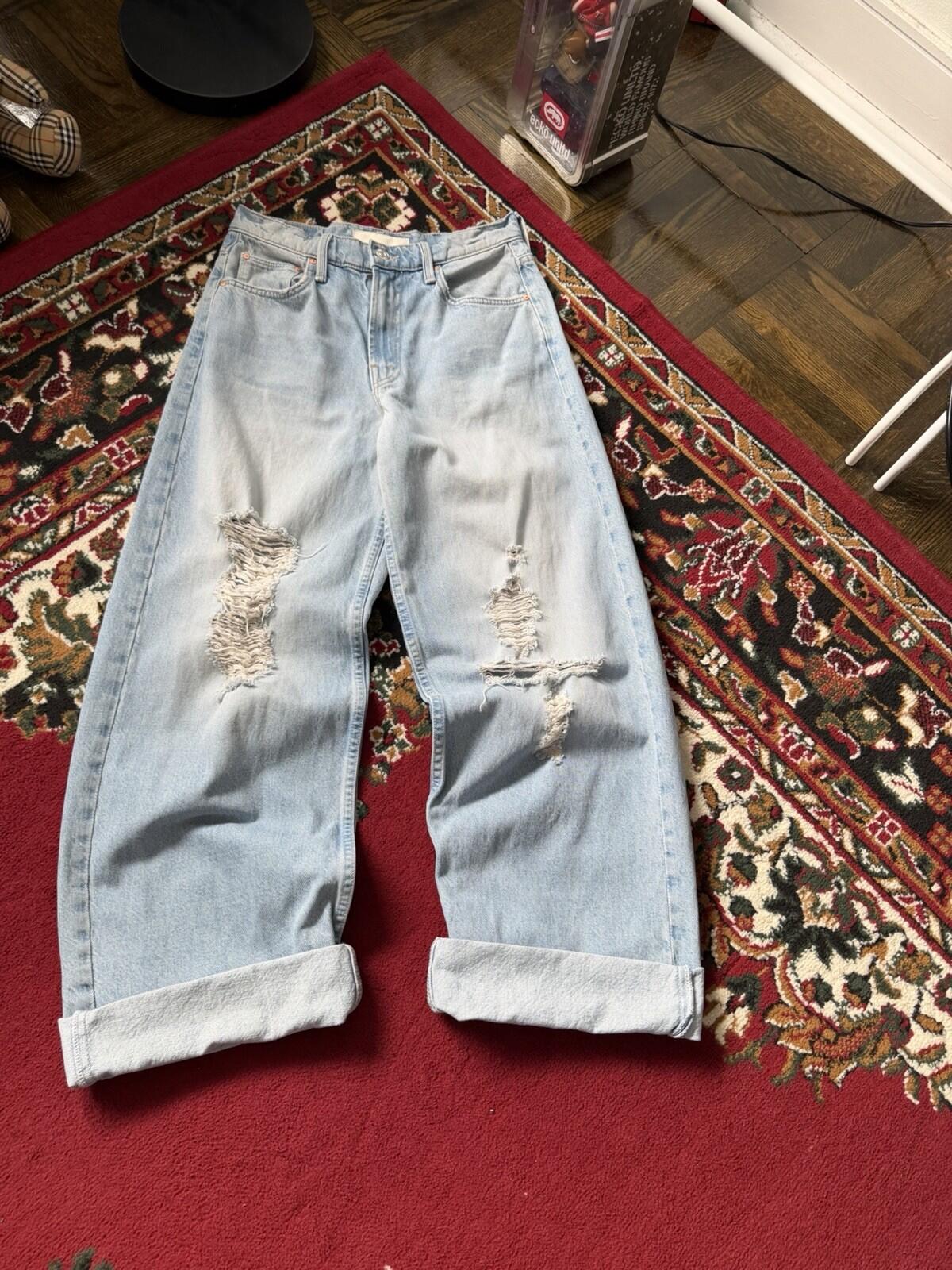 MOTHER Superior ‘The Spinner Zip Sneak’ Wide Denim Jeans Pedal Faster 26