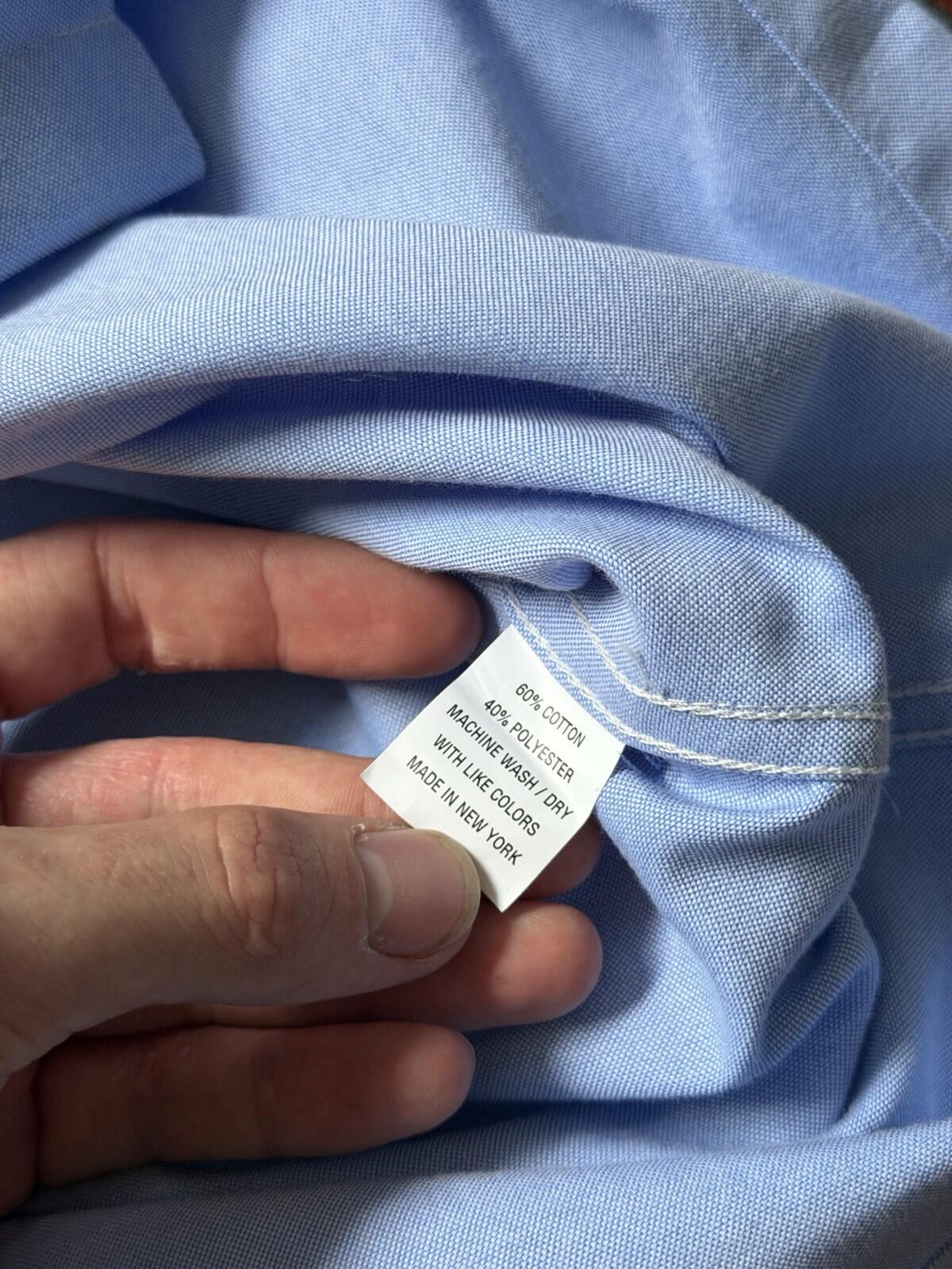 Randy's Garments Short Sleeve Work Shirt Light Blue Cropped Size Small Boxy Fit