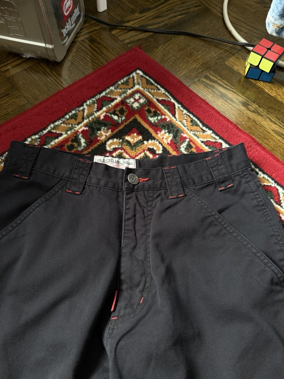 VTG Y2K Ecko Pants/Shorts Men's Size 30 BLK Rhino Baggy Utility Cargo