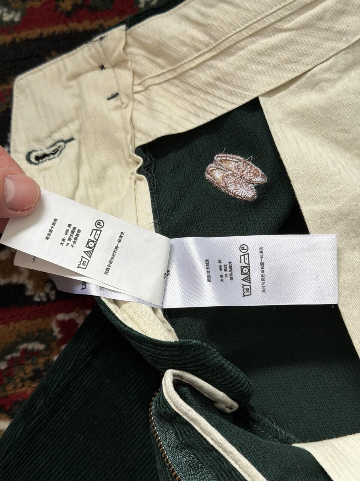 Polo Ralph Lauren Bear Slim Green Corduroy Embroidered Pants Size 30/30