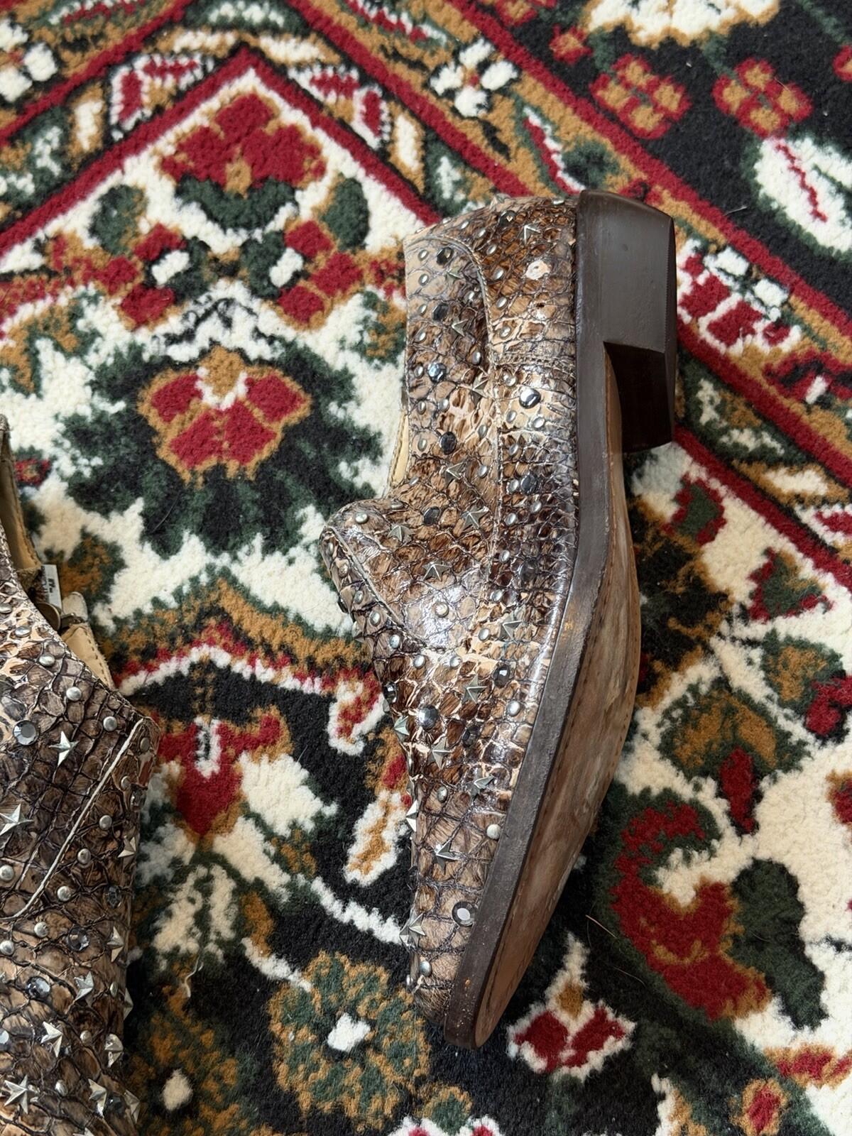 Jimmy Choo For H&M Python Exotic Western Cowboy Short Studs Shoes EU 37 | US 6