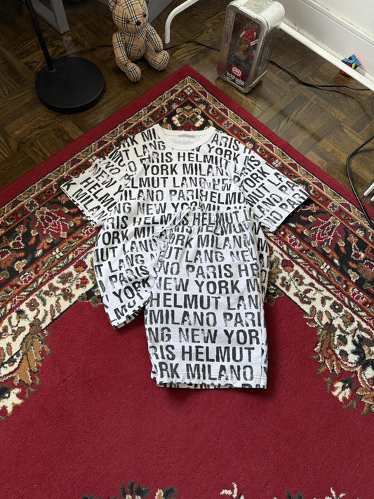 Helmut Lang New York Monogram T-shirt / Shorts Set Tee Size XL White / Black